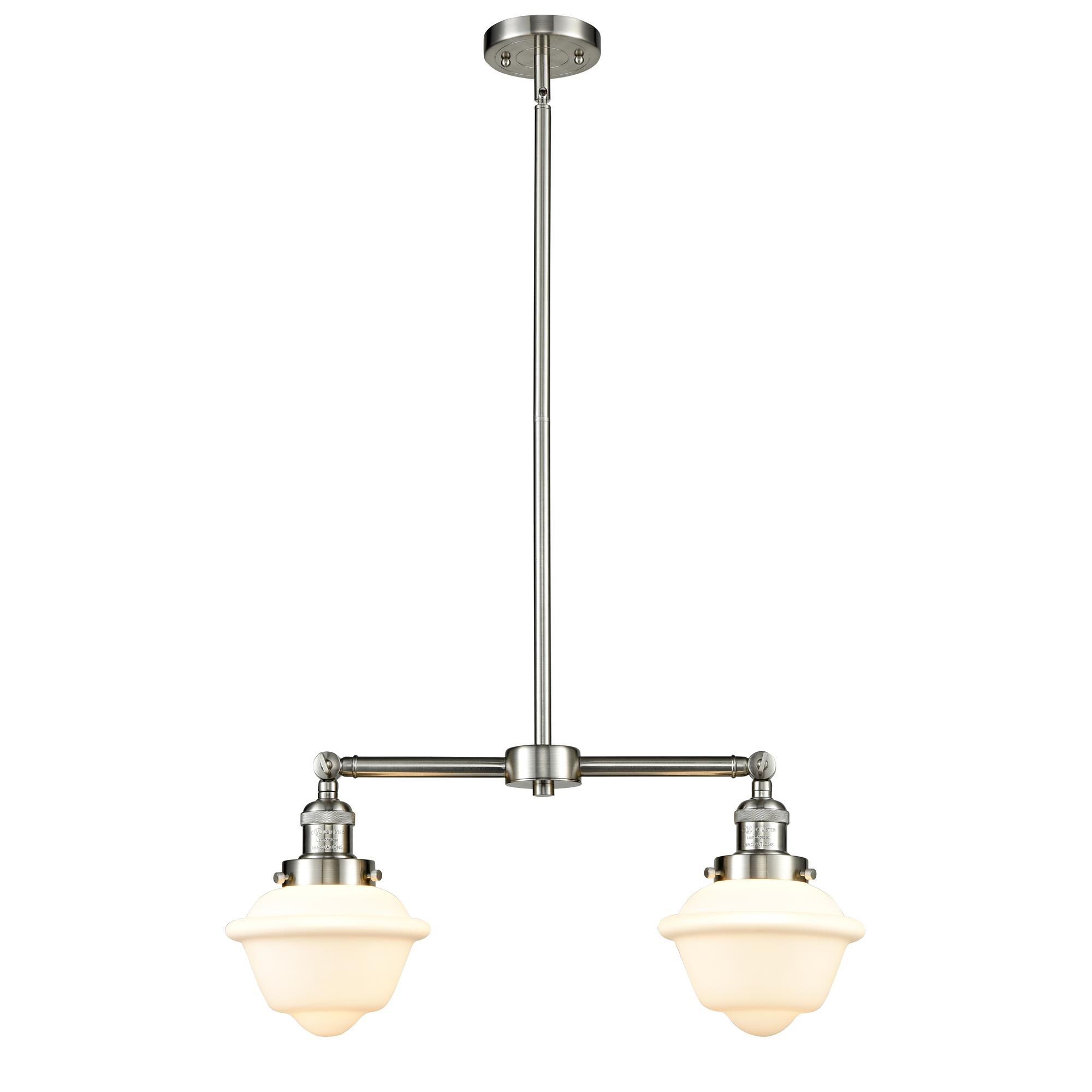 Shown in Brushed Satin Nickel finish and Matte White Cased glass