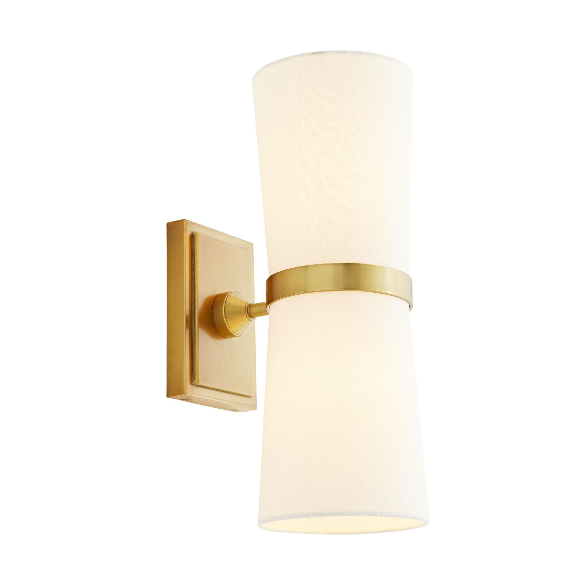 Shown in Antique Brass finish and Ivory Microfiber shade