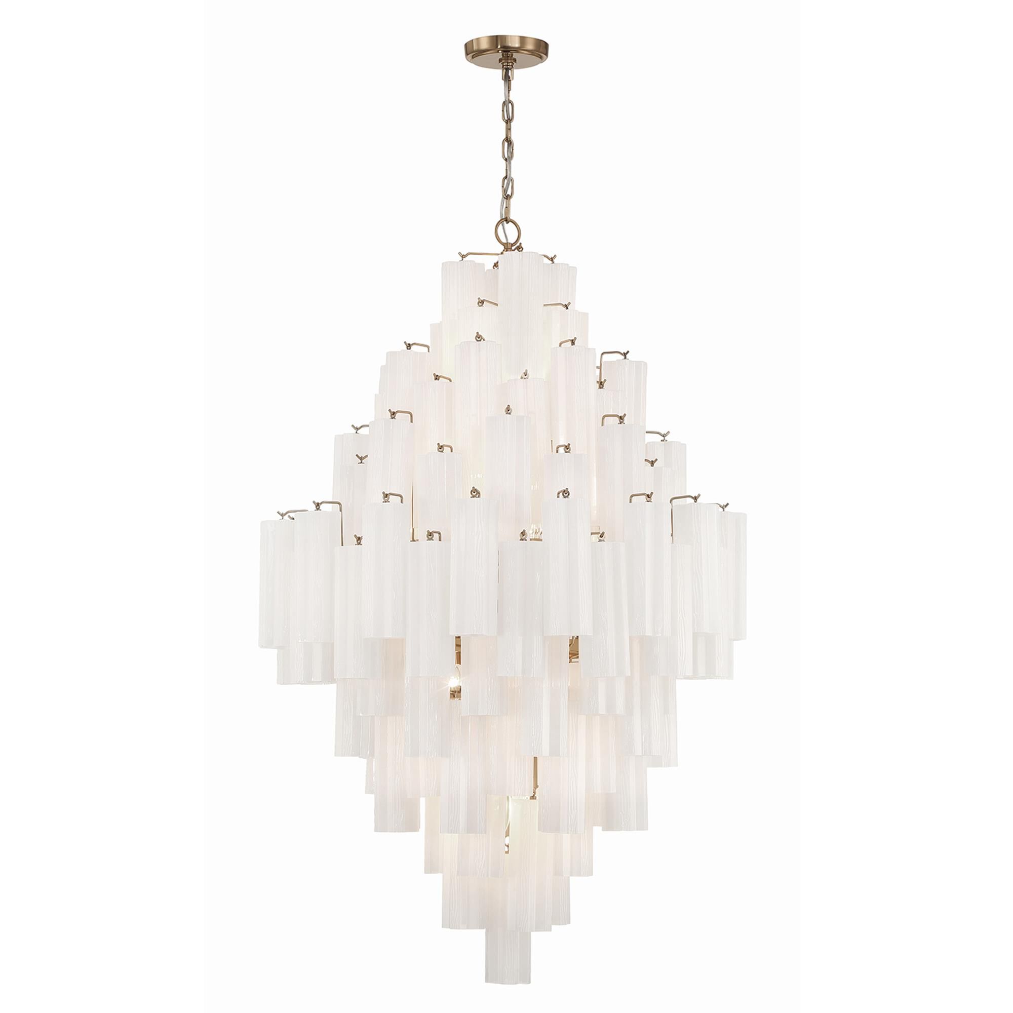 Shown in Aged Brass finish and Tronchi Glass White crystal