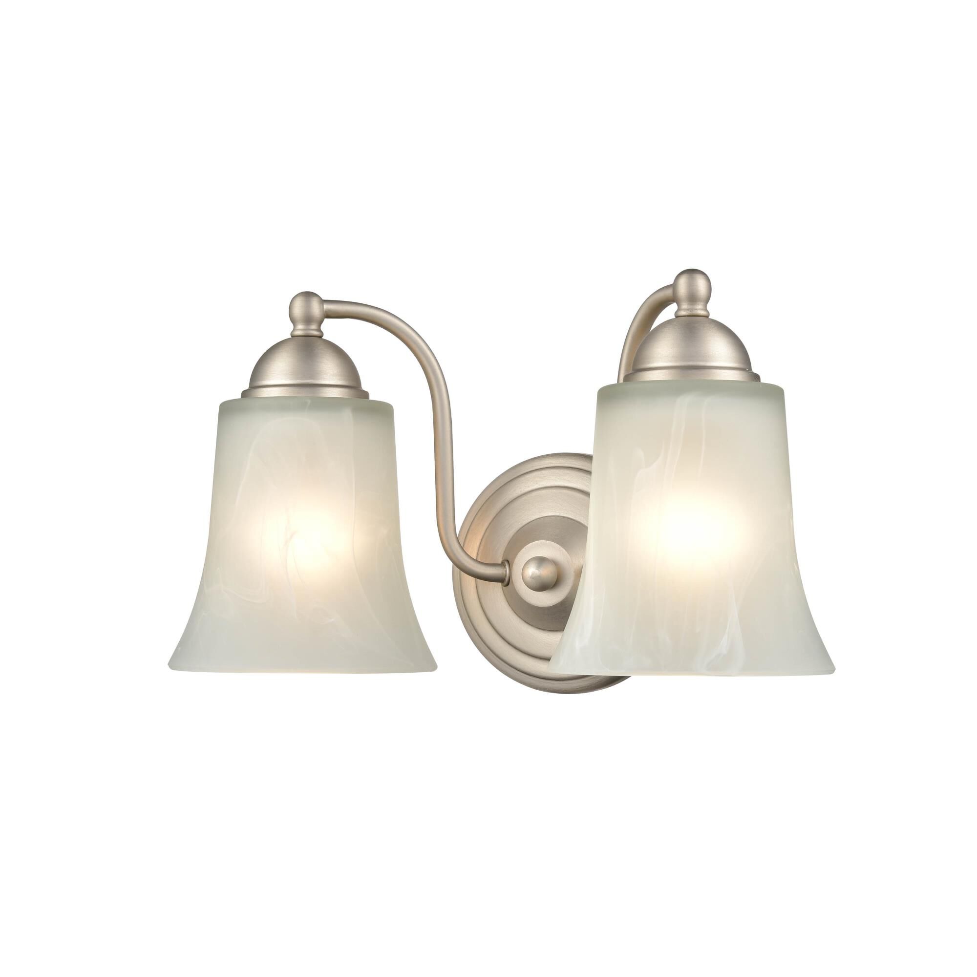 Shown in Satin Nickel finish and Faux Alabaster glass