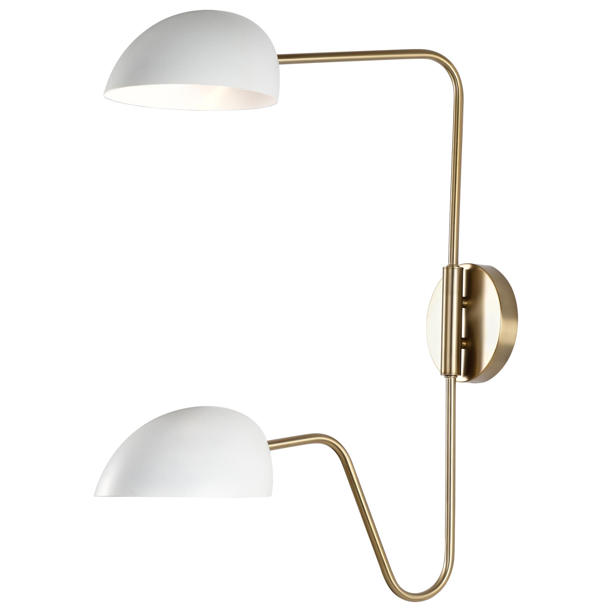 Shown in Matte White and Burnished Brass finish