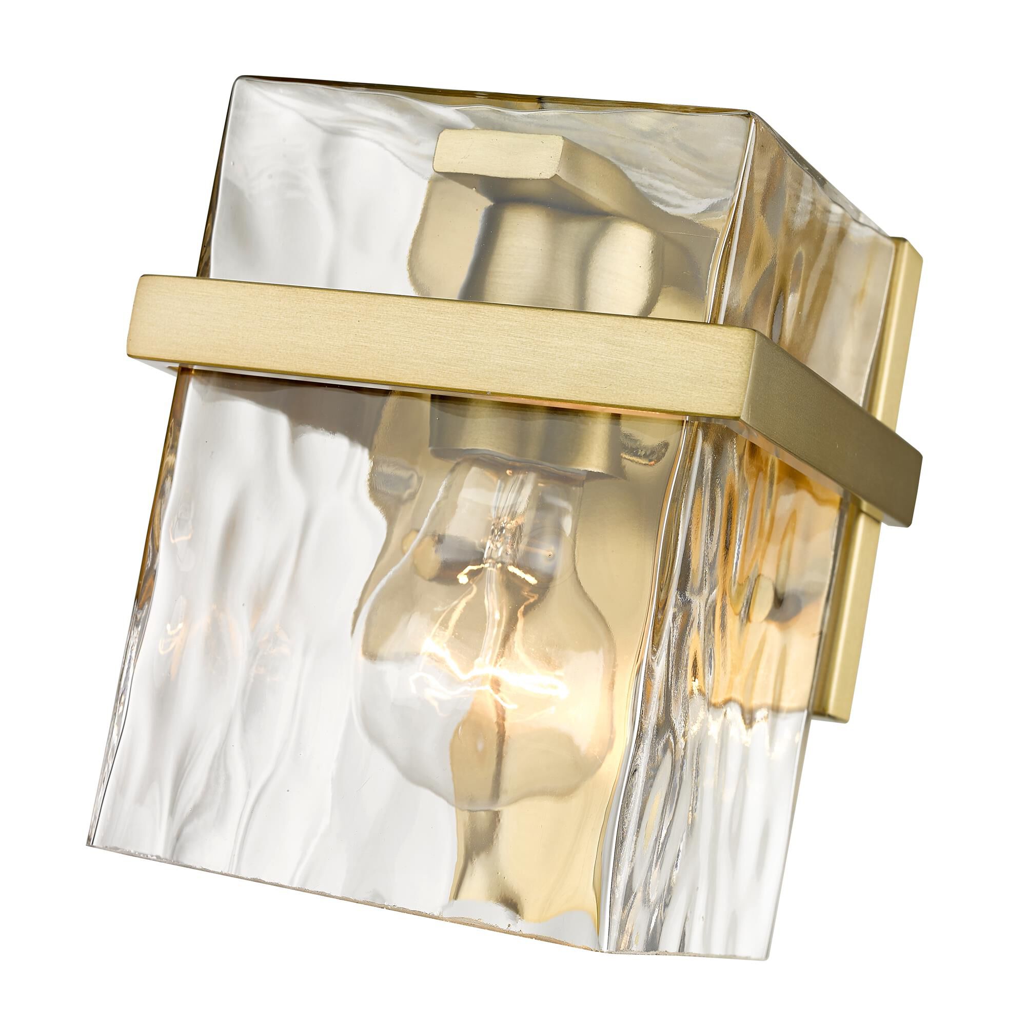 Shown in Modern Gold finish and Glass shade