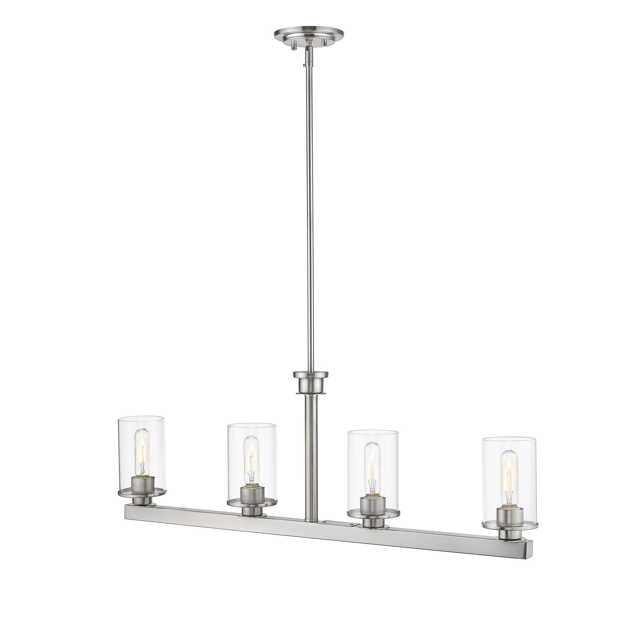 Shown in Brushed Nickel finish and Glass shade