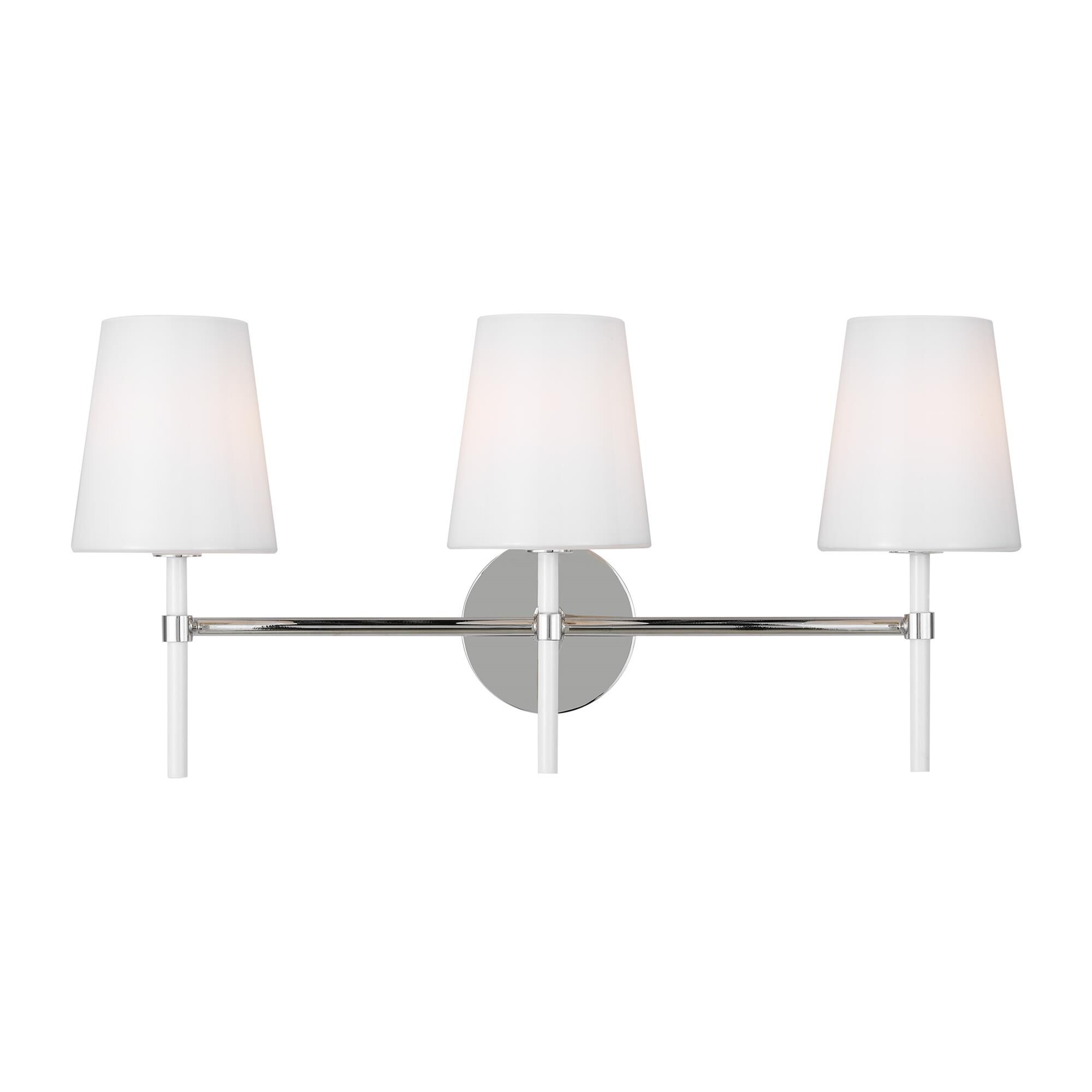 Shown in Polished Nickel finish and Milk White glass