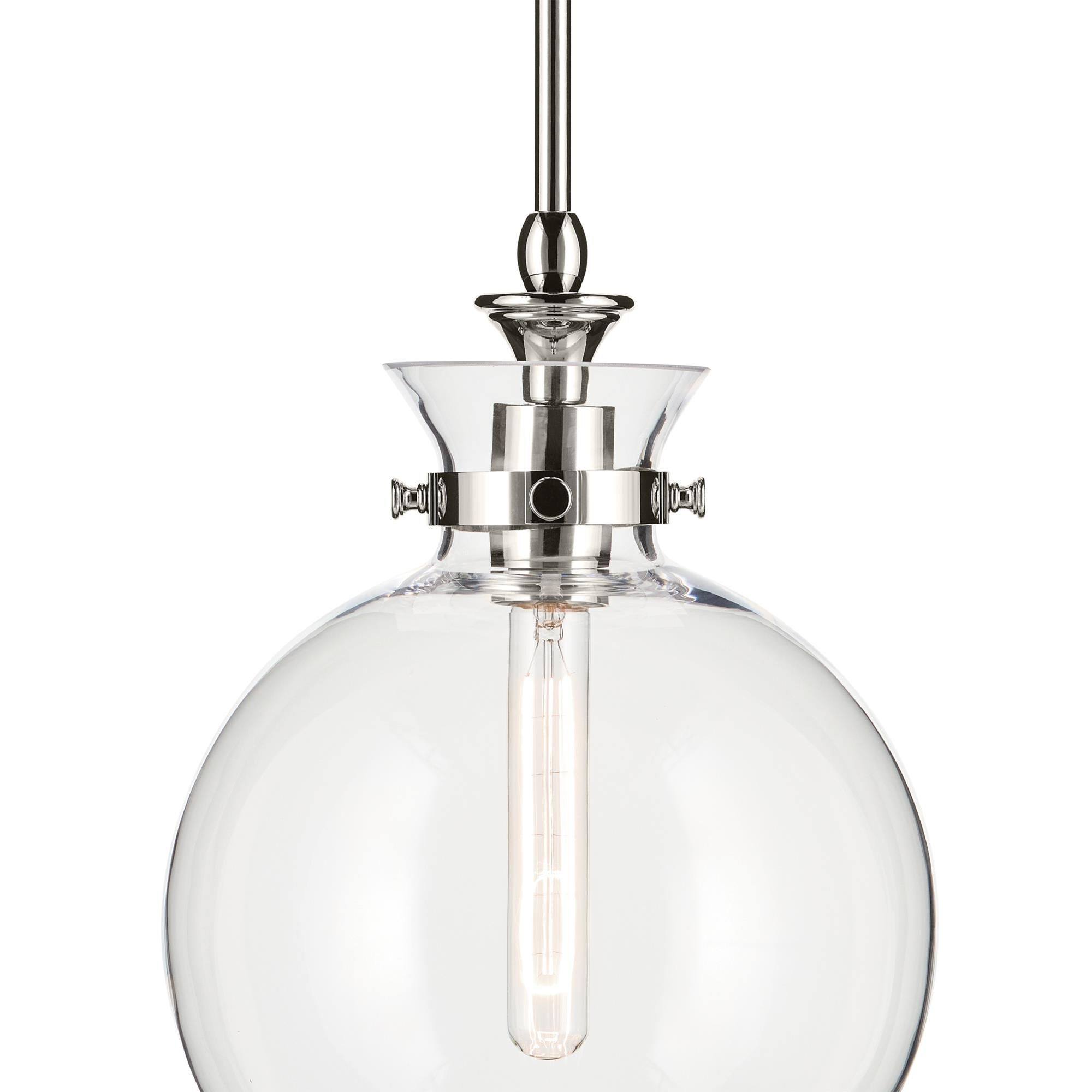 Shown in Polished Nickel finish and Clear glass