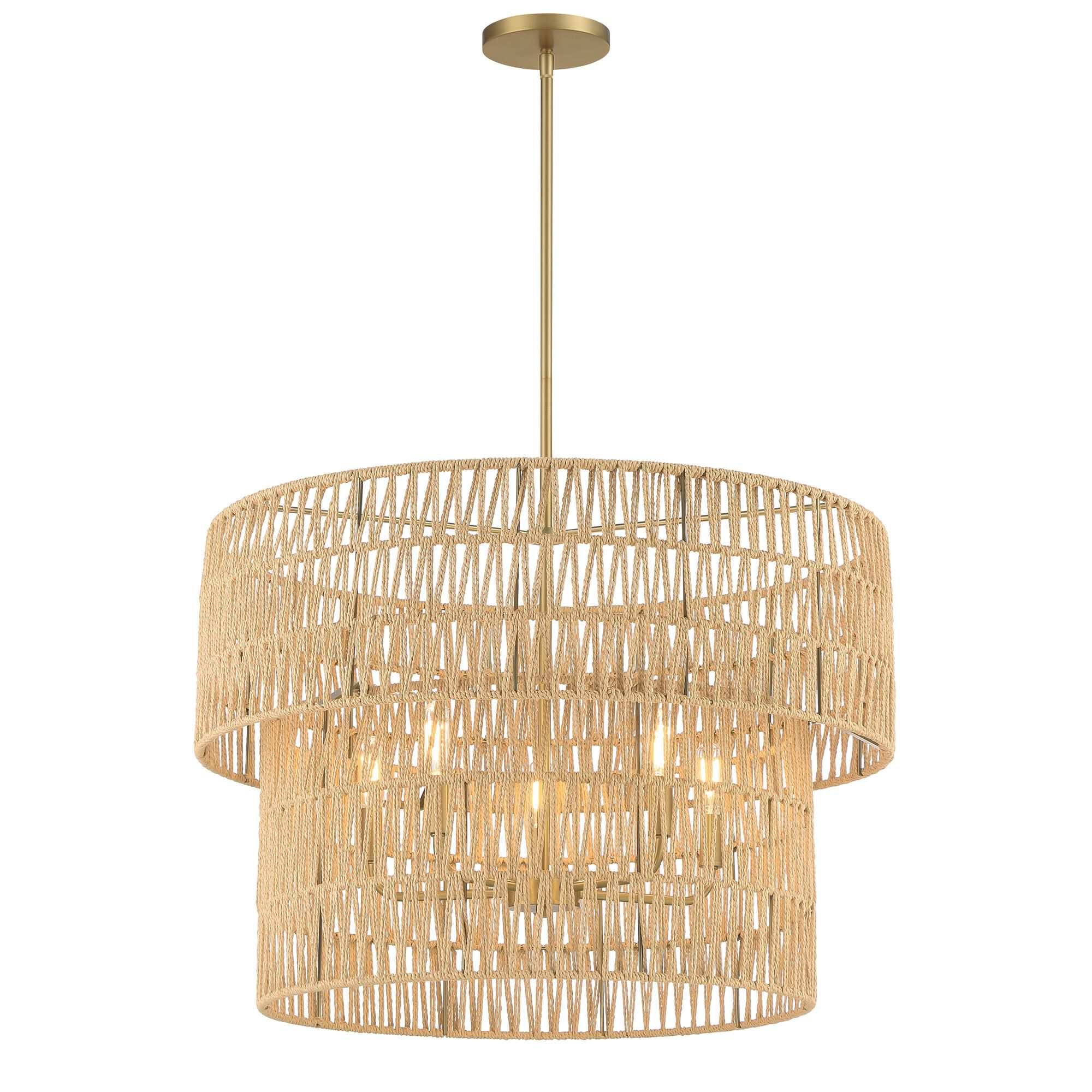 Shown in Soft Brass finish and Papyrus Rope shade