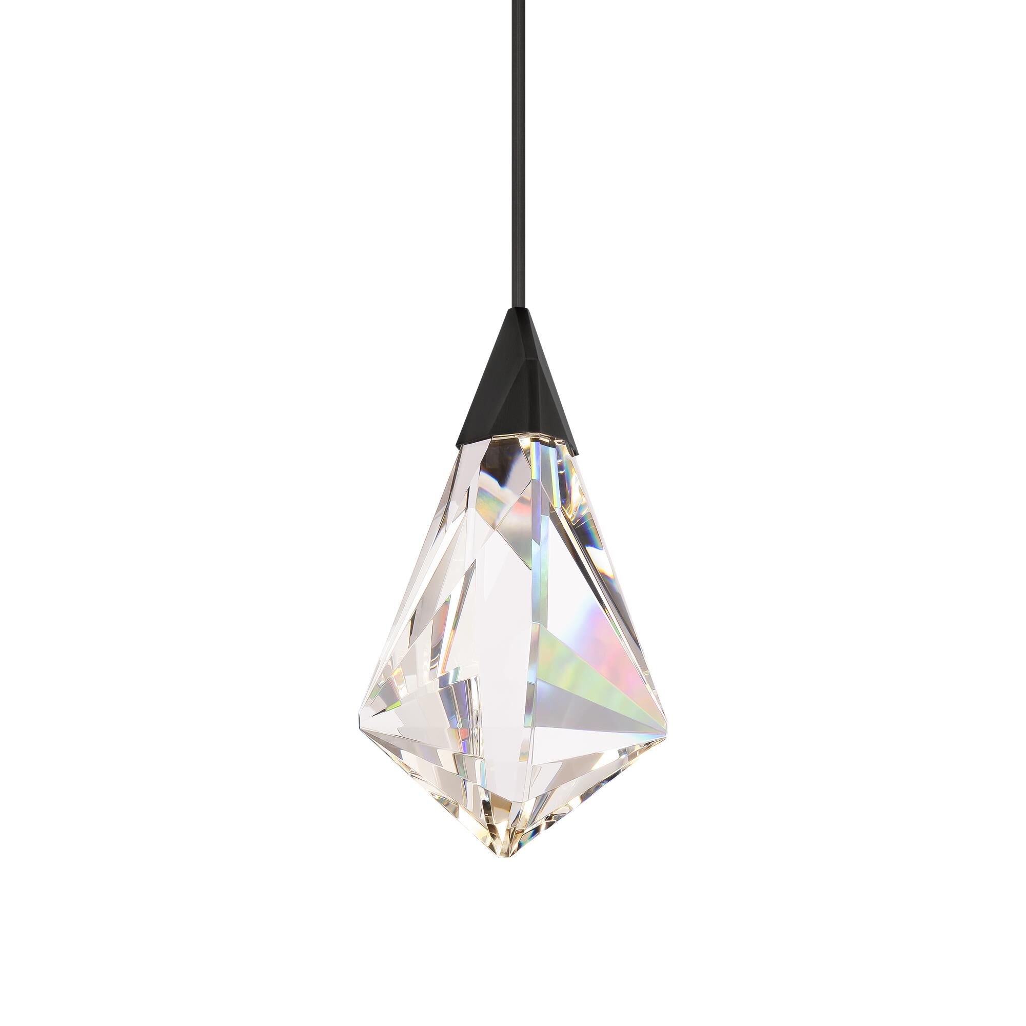 Shown in Black finish and Optic crystal and Crystal glass