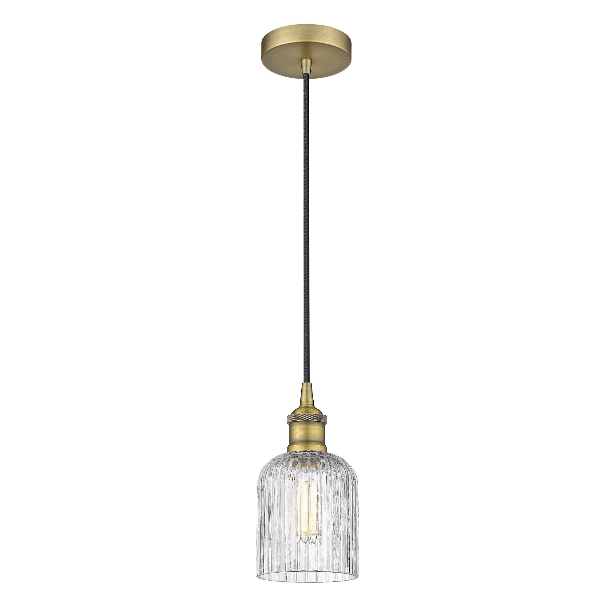 Shown in Brushed Brass finish and Clear glass