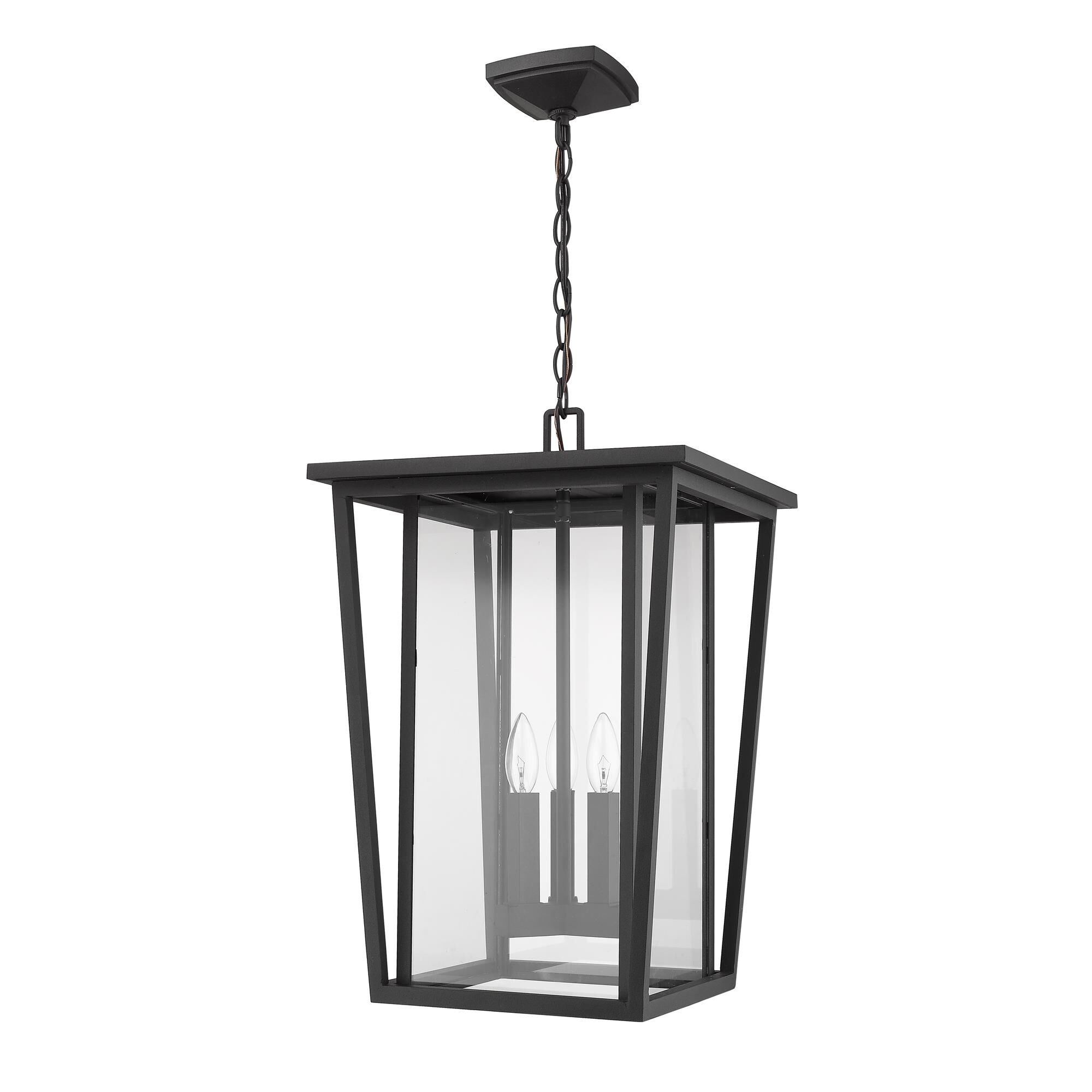 Shown in Black finish and Glass shade