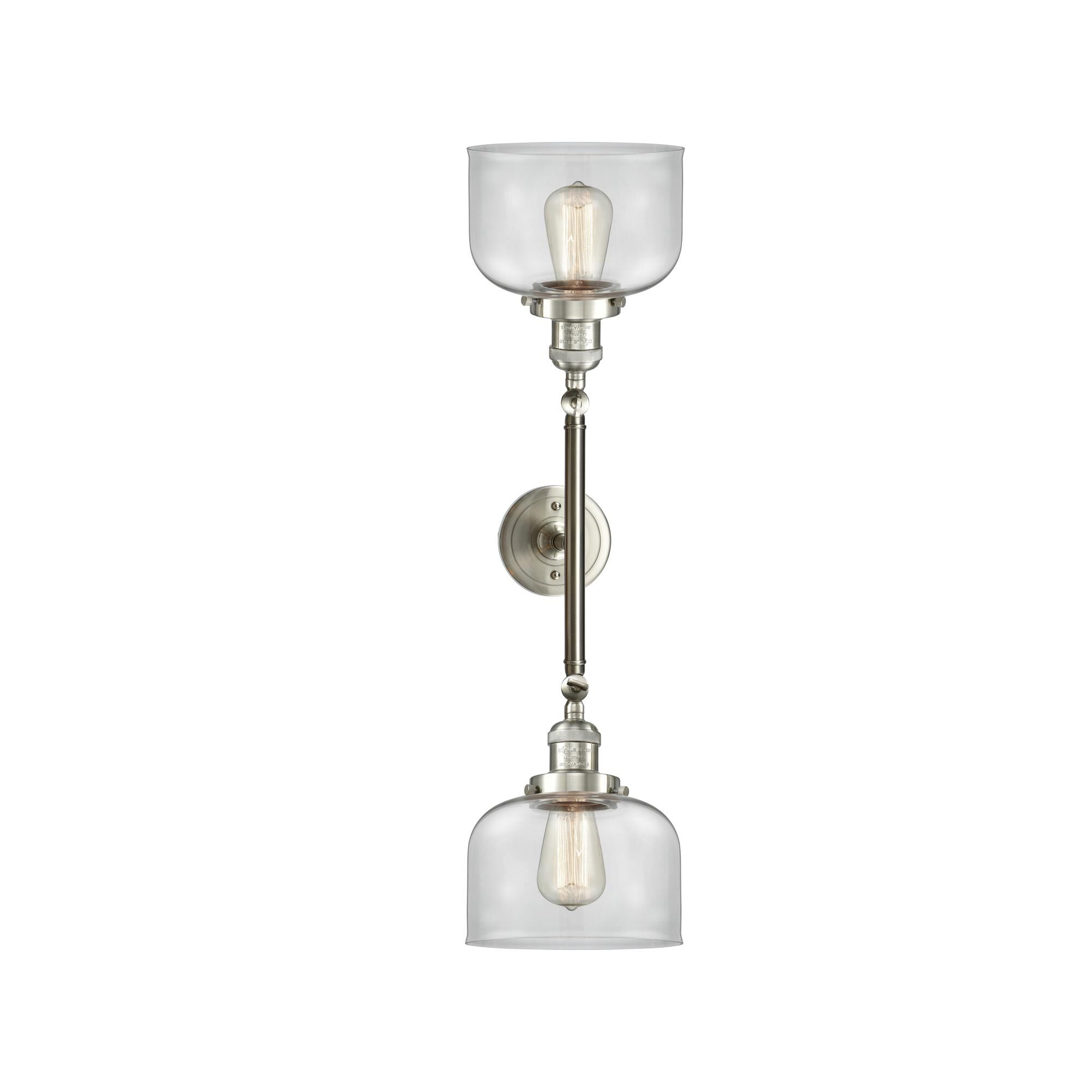 Shown in Brushed Satin Nickel finish and Clear glass