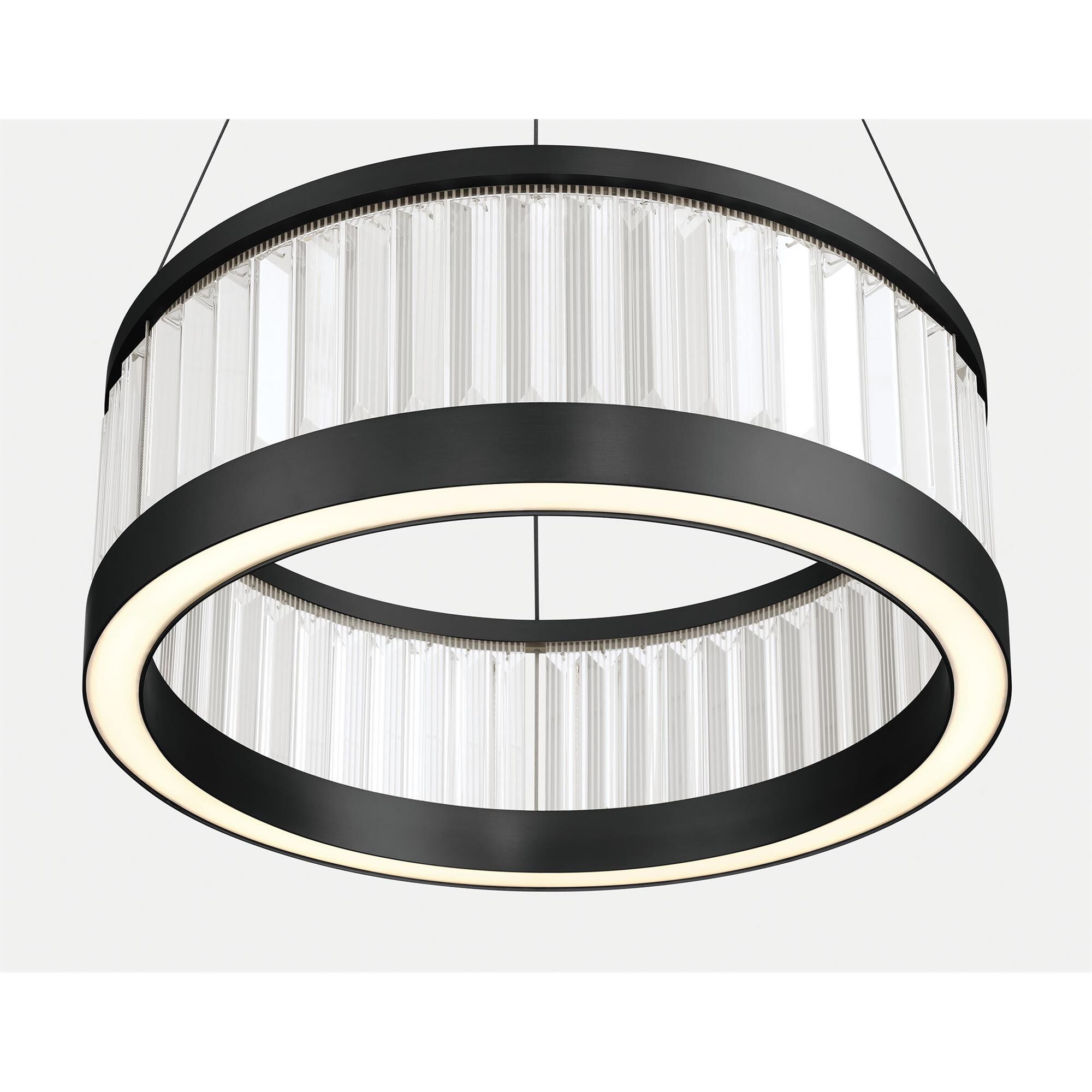 Shown in Matte Black finish and Clear Crystal glass