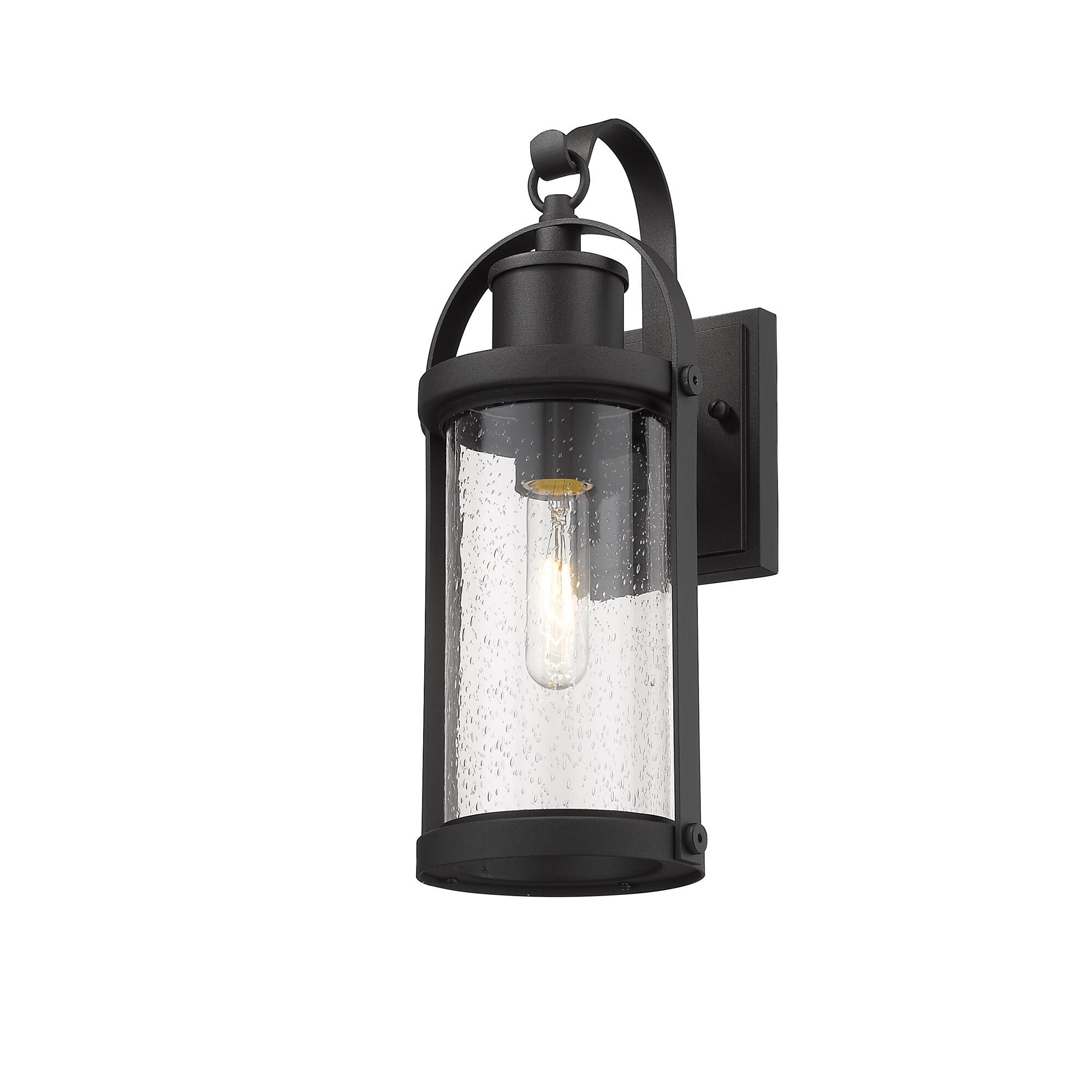 Shown in Black finish and Glass shade