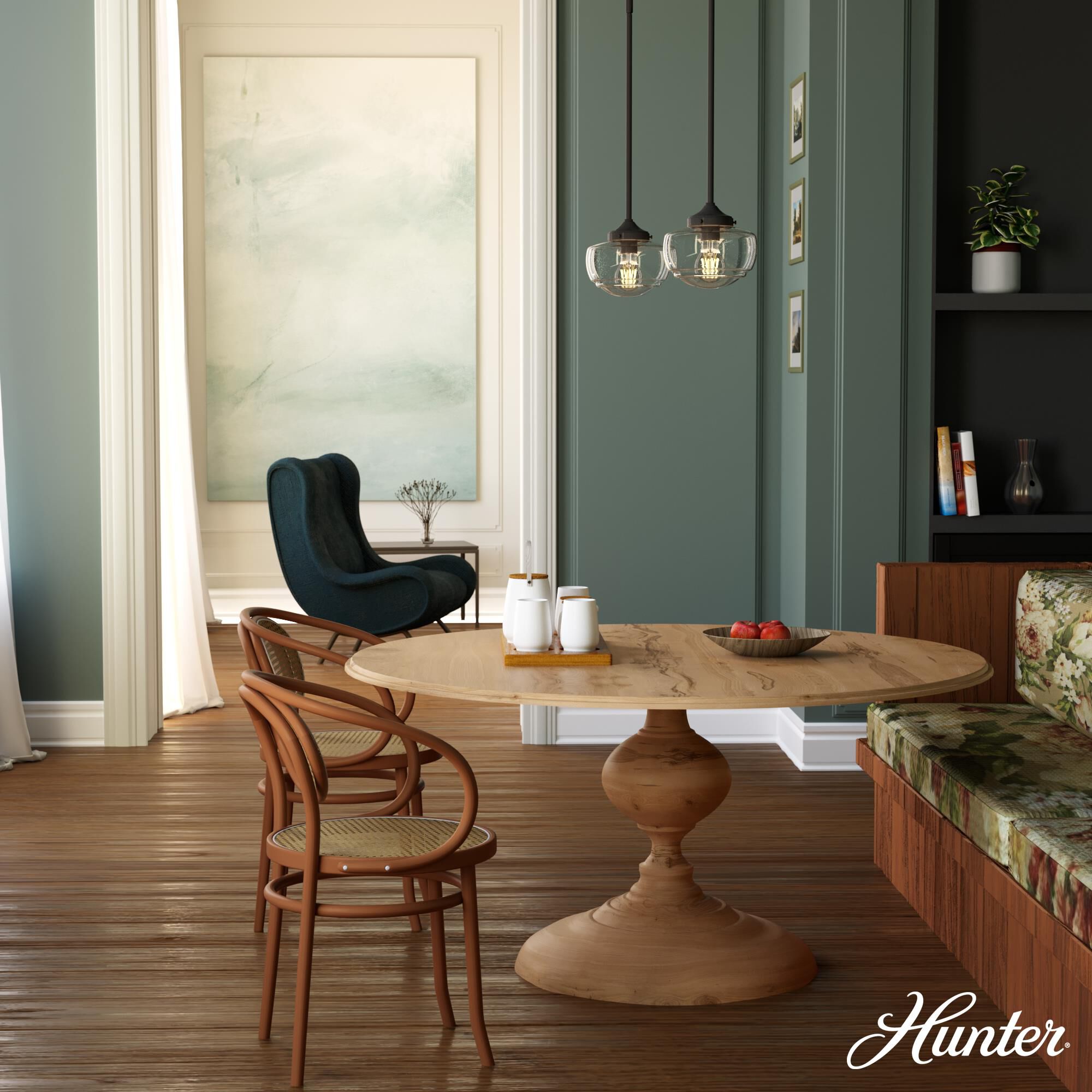 Shown in Noble Bronze finish and Seeded glass