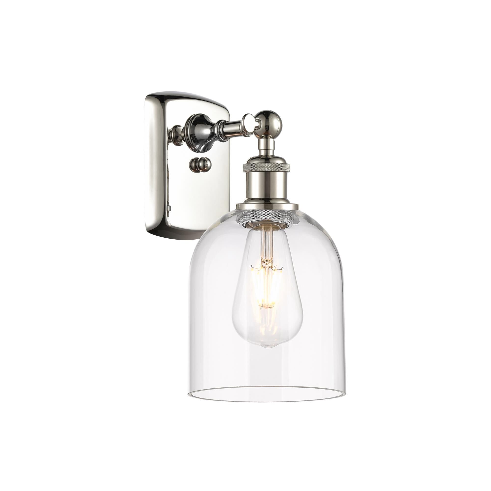 Shown in Polished Nickel finish and Clear glass