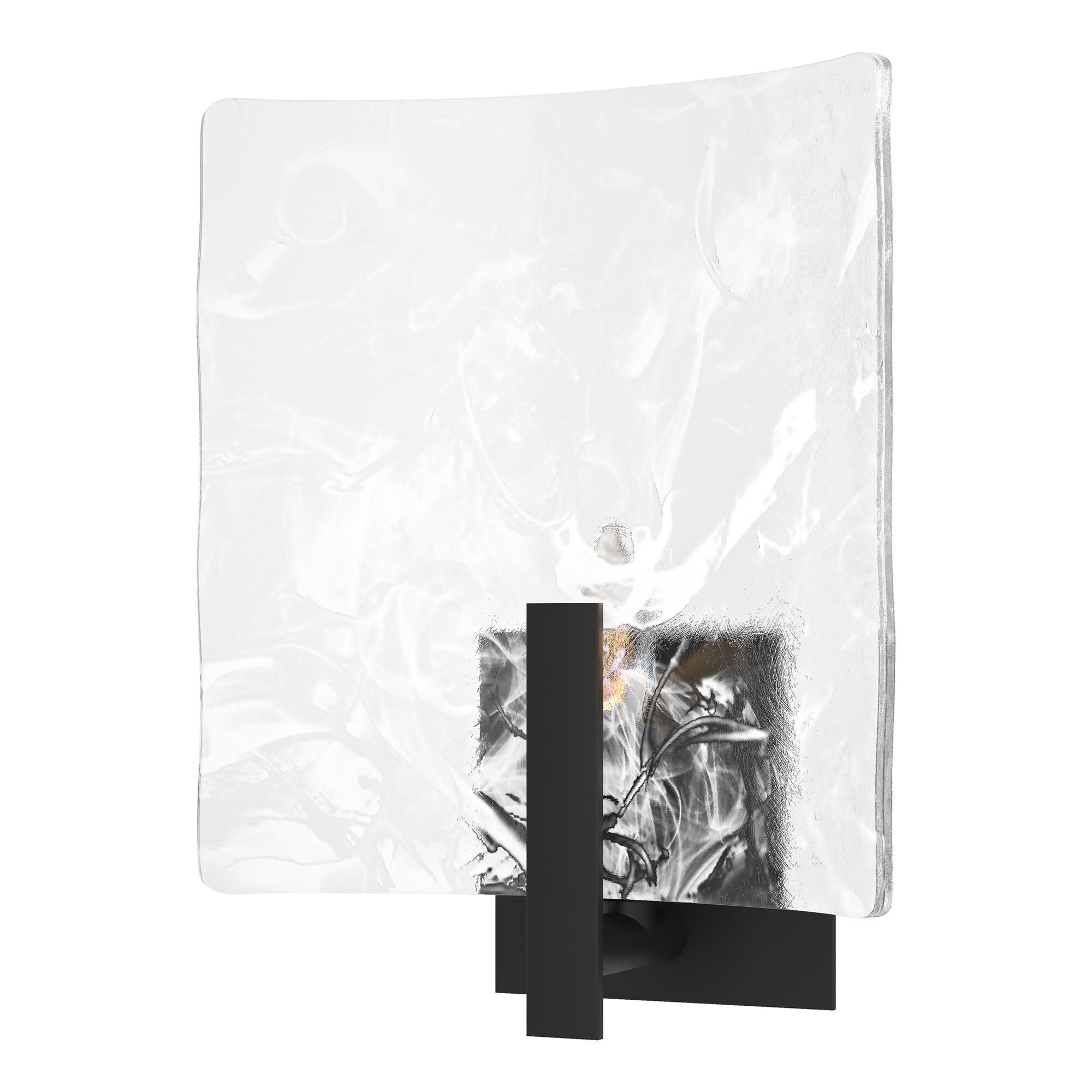 Shown in Black finish and White Swirl glass