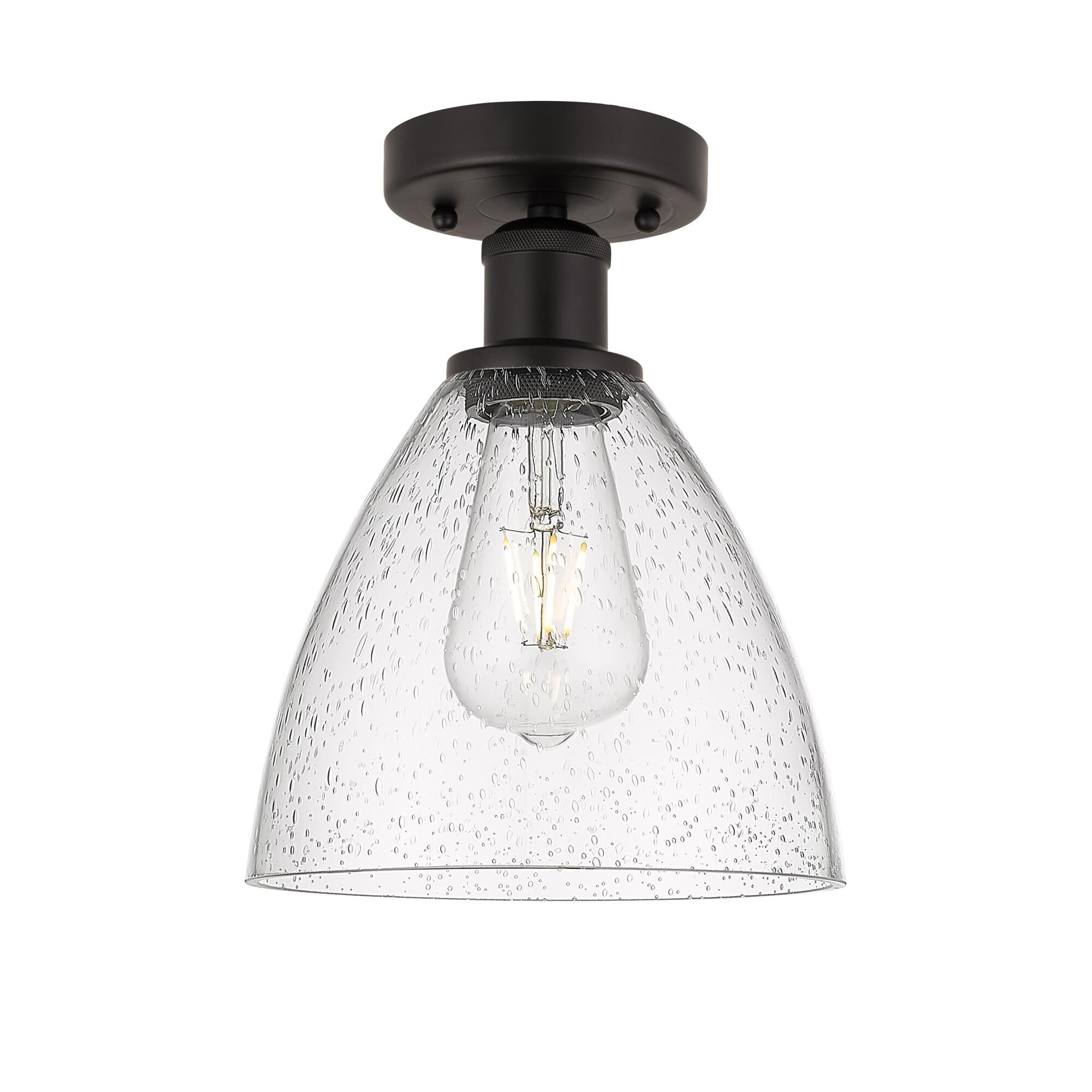 Shown in Oil Rubbed Bronze finish and Seedy glass