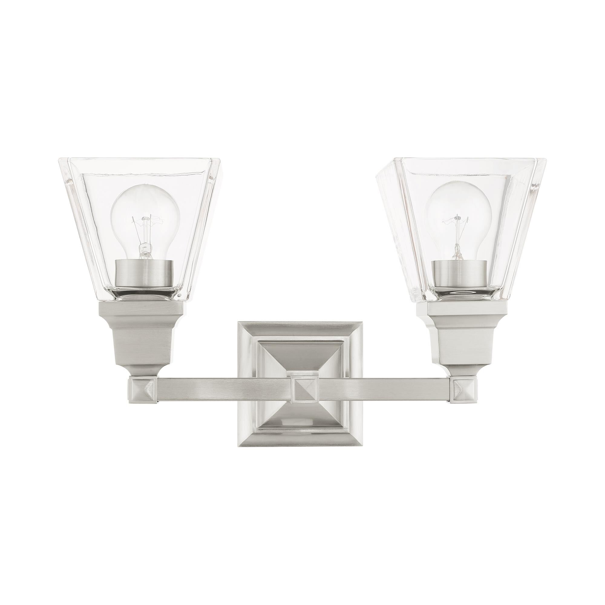 Shown in Brushed Nickel finish and Clear glass and Clear Glass shade