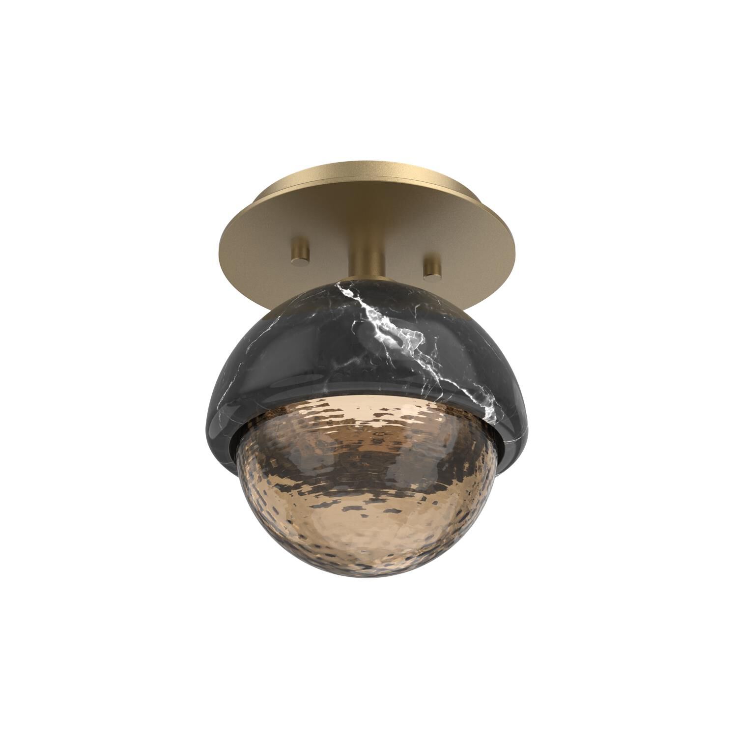 Shown in Gilded Brass finish and Bronze glass and Black Marble accent