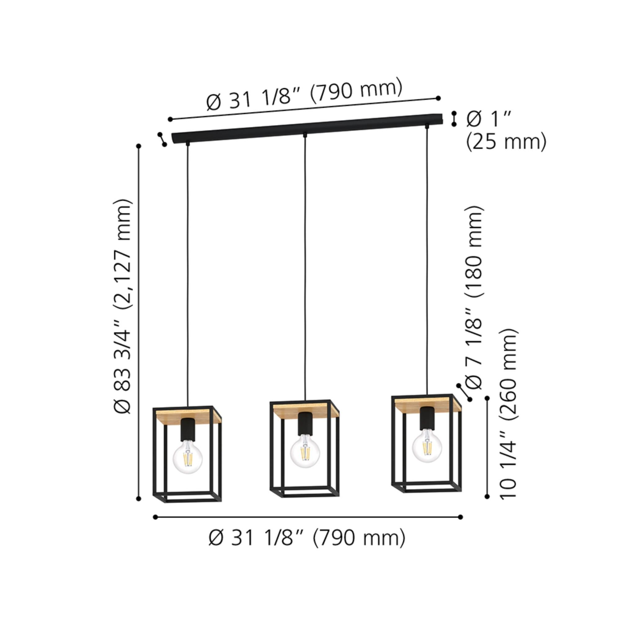 Libertad 31 Inch 3 Light Linear Suspension Light by Eglo Lighting