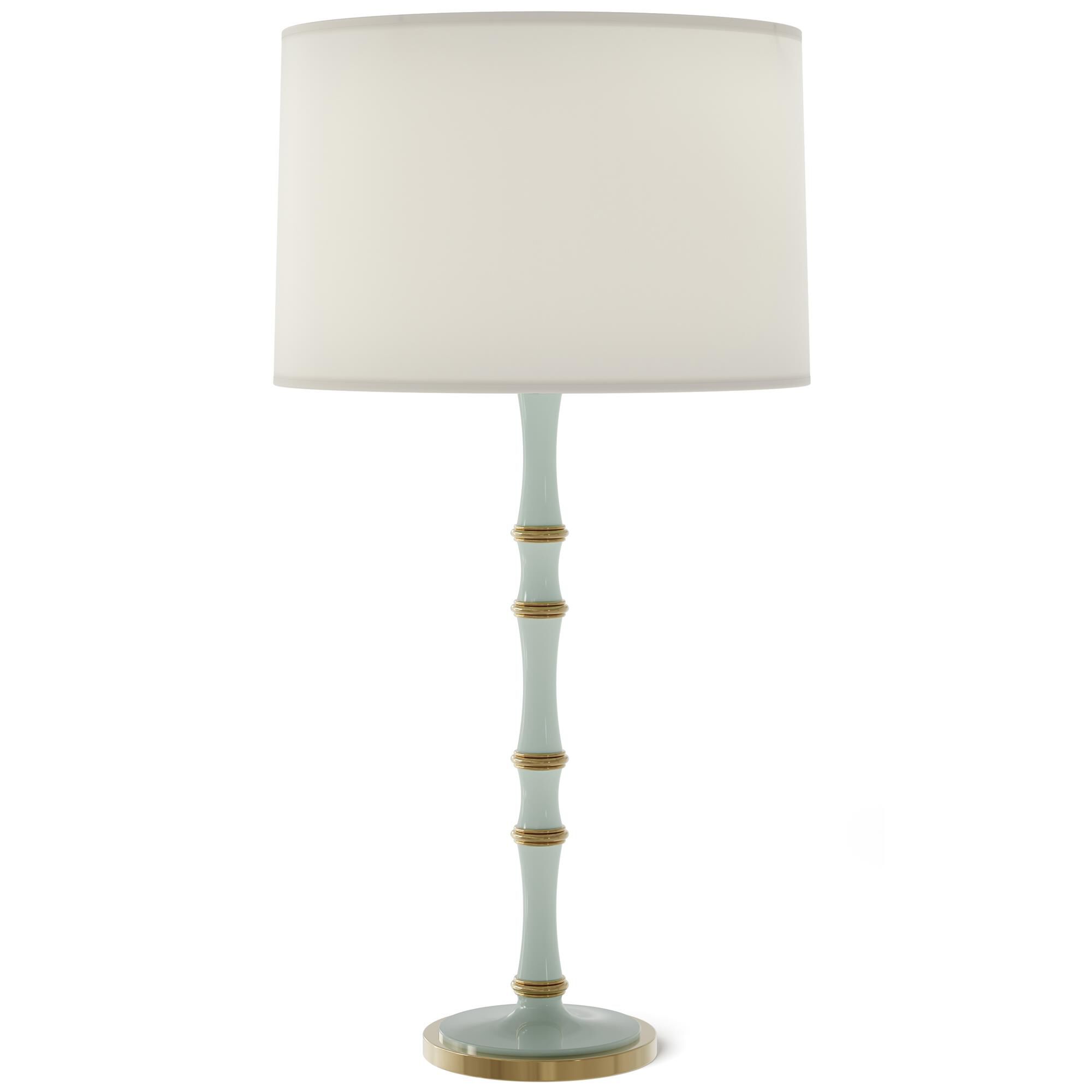 Shown in Celadon finish and Fondine shade and Modern Brass accent
