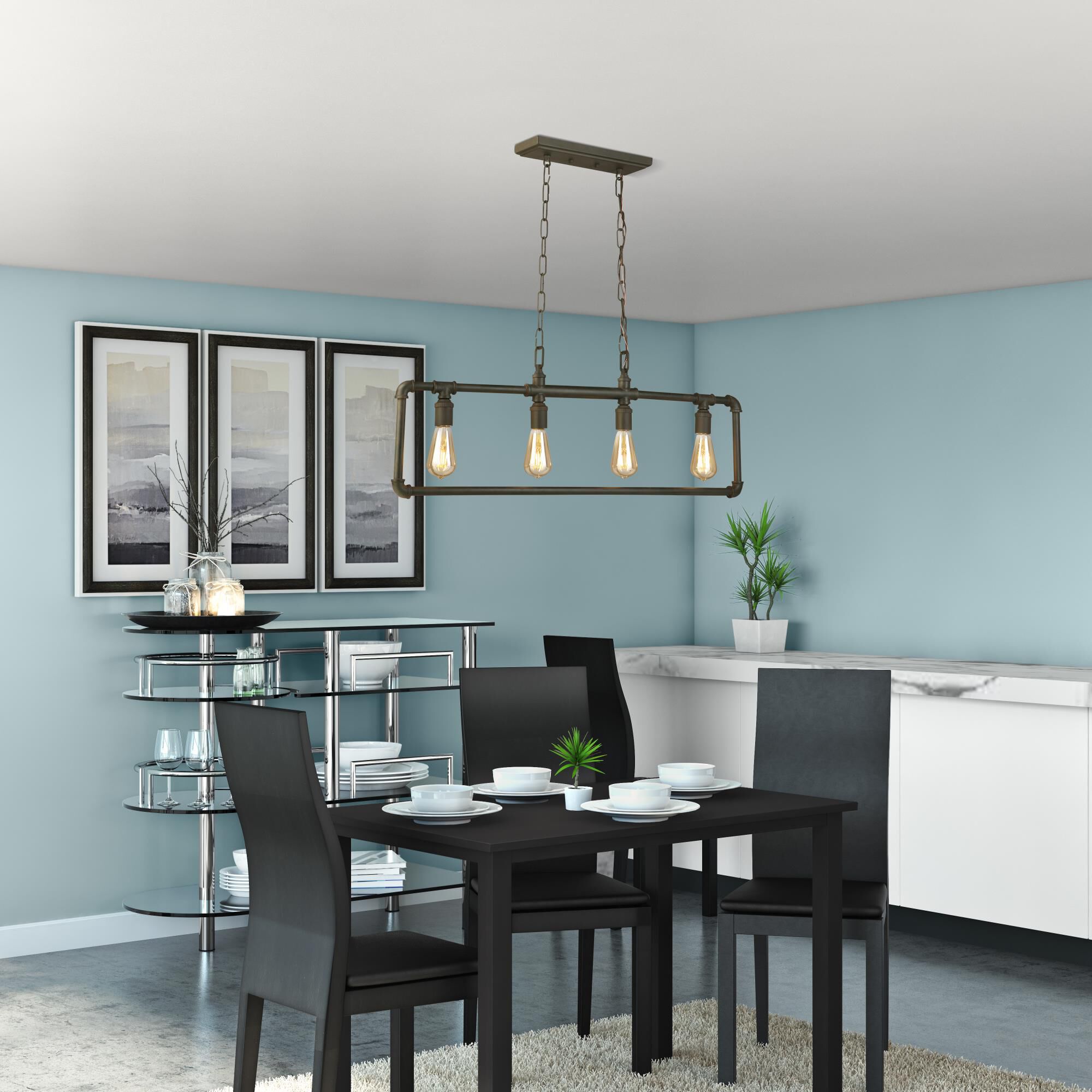 Eglo Wymer 35 Inch 4 Light Linear Suspension Light by Eglo Lighting