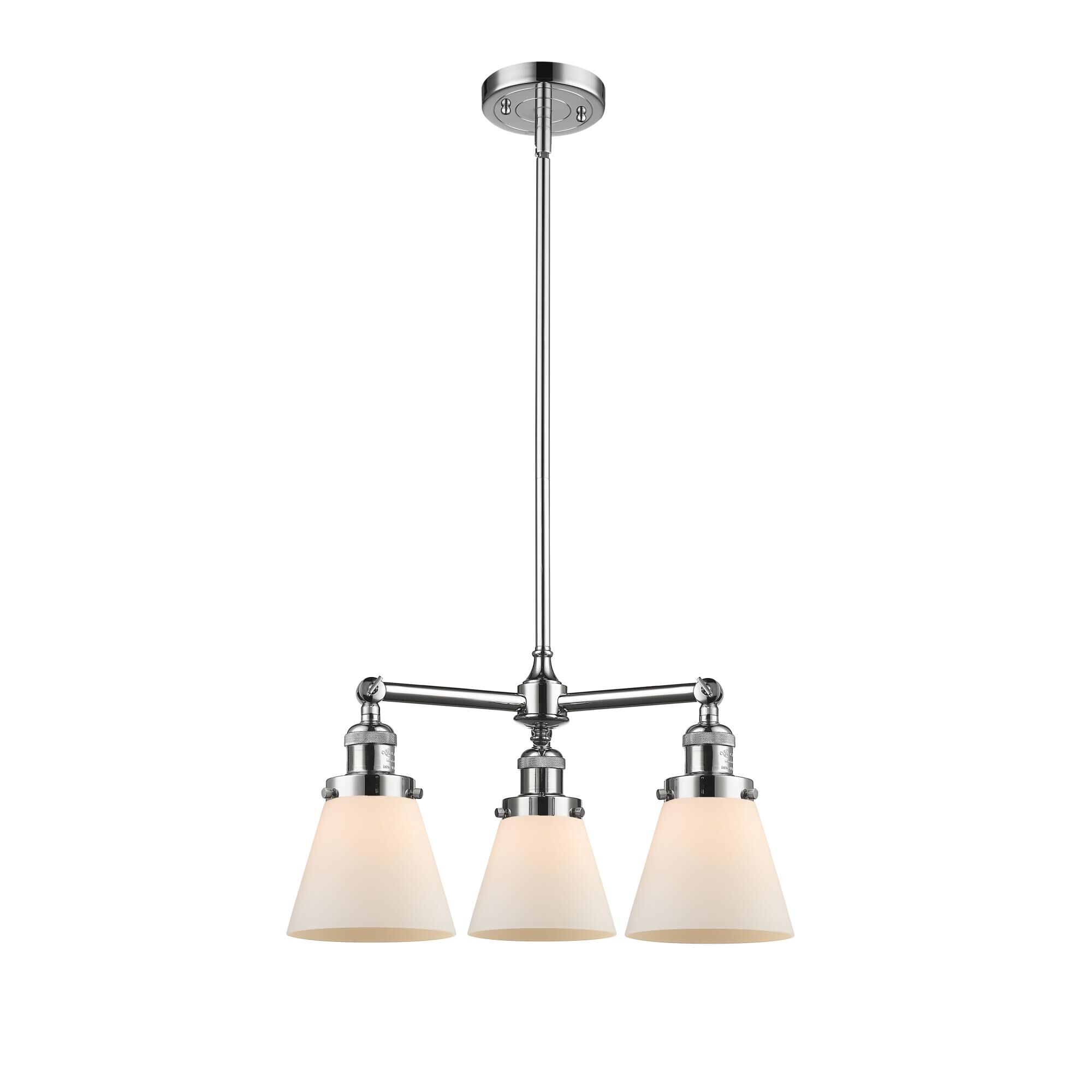 Shown in Polished Chrome finish and Matte White Cased glass