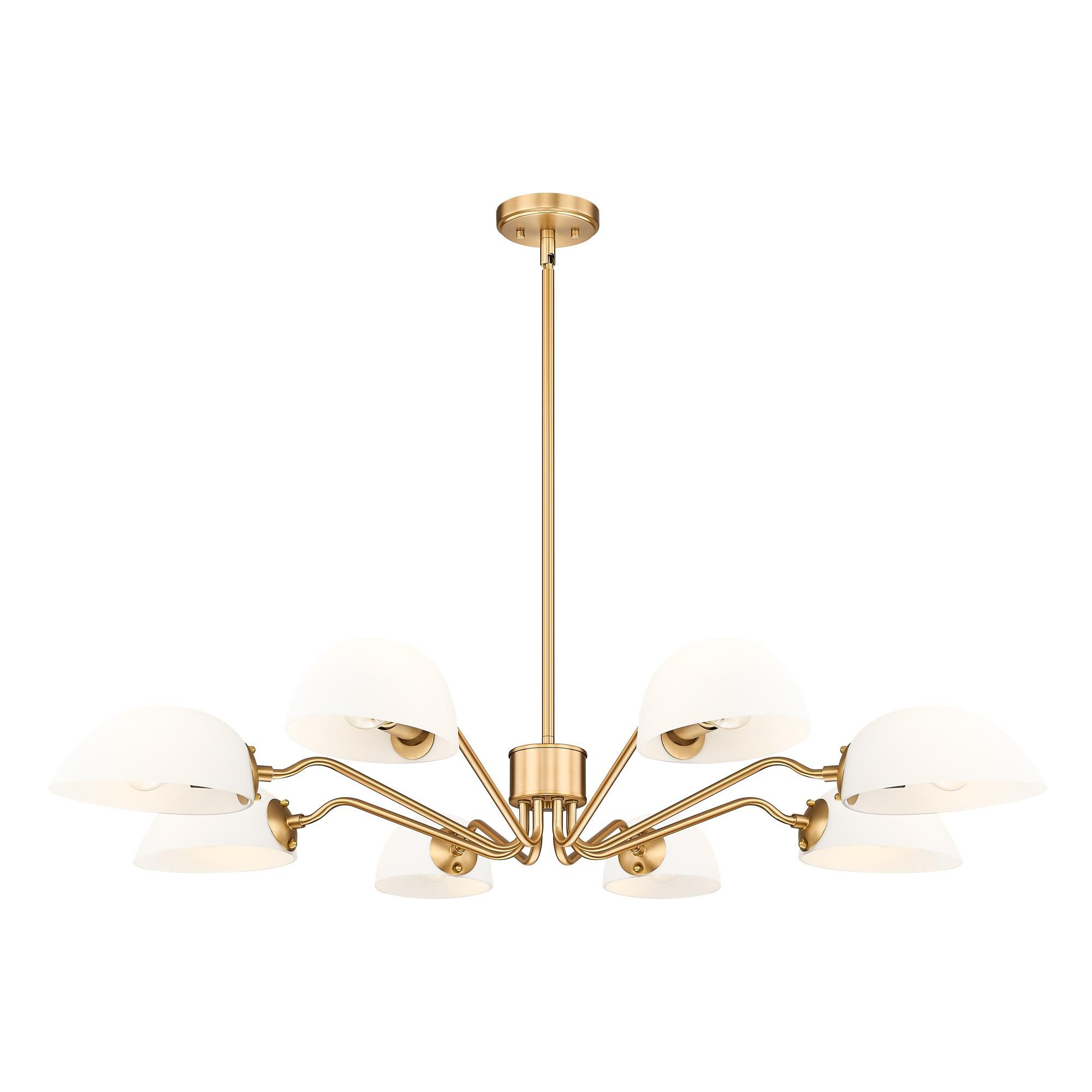 Shown in Modern Gold finish and White glass
