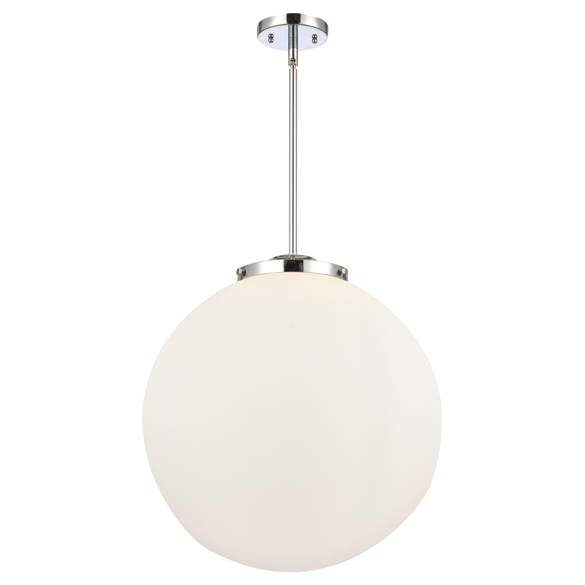 Shown in Polished Chrome finish and Matte White Cased Beacon glass