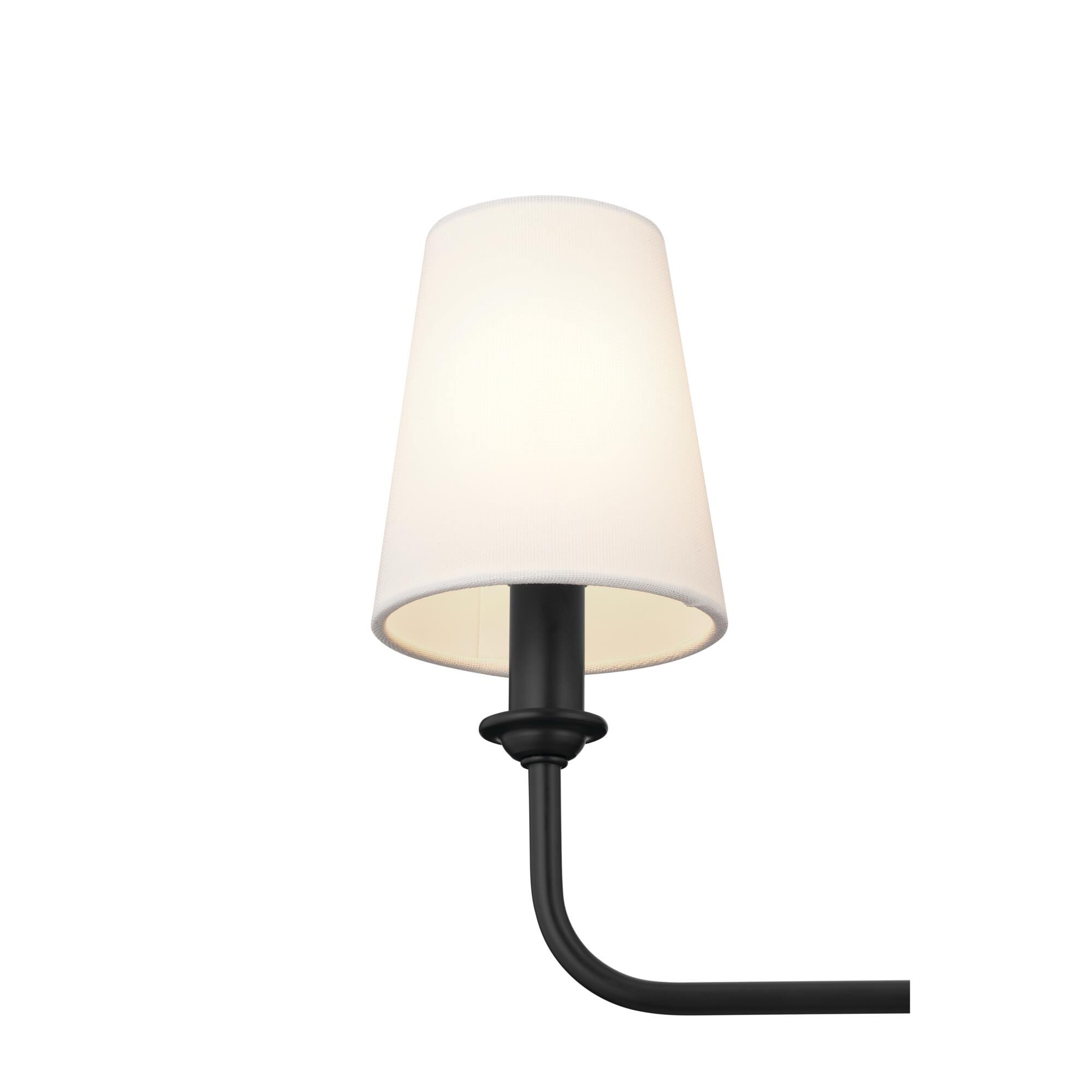 Shown in Black finish and Fabric and Bell shade