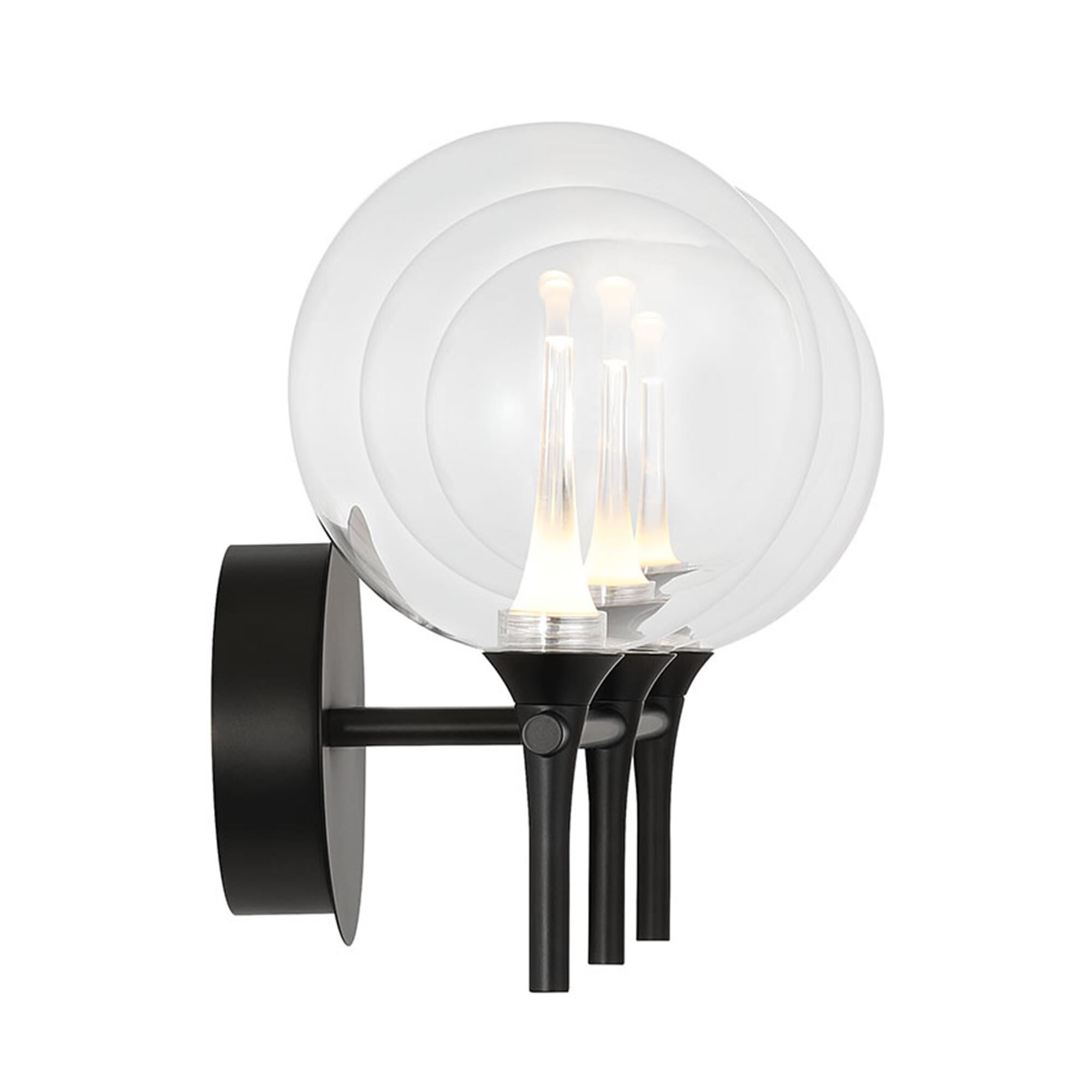 Shown in Black finish and Clear glass