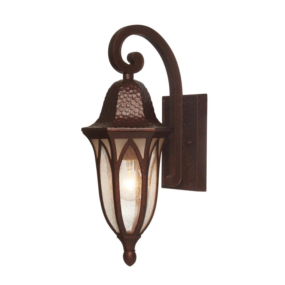 Shown in Burnished Antique Copper finish and Clear - Frosted Seedy glass