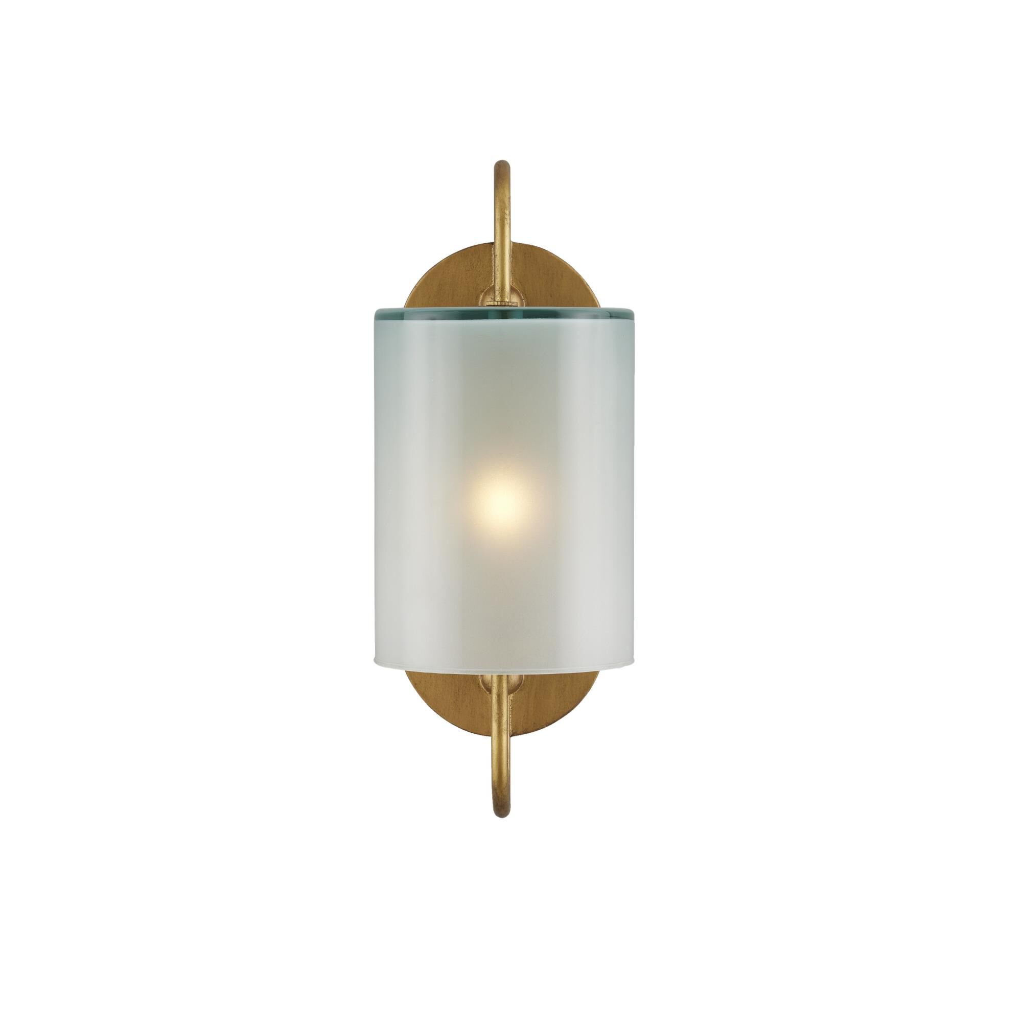 Shown in Brass/Frosted White finish