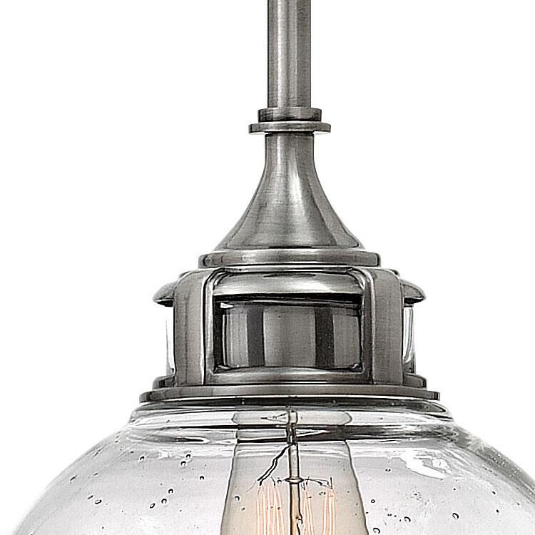 Shown in Polished Antique Nickel finish and Clear Seedy glass