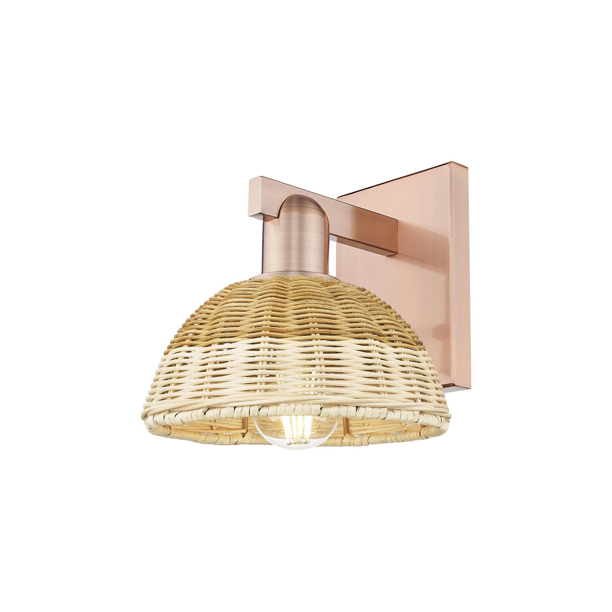 Shown in Antique Copper finish and Natural Fiber shade