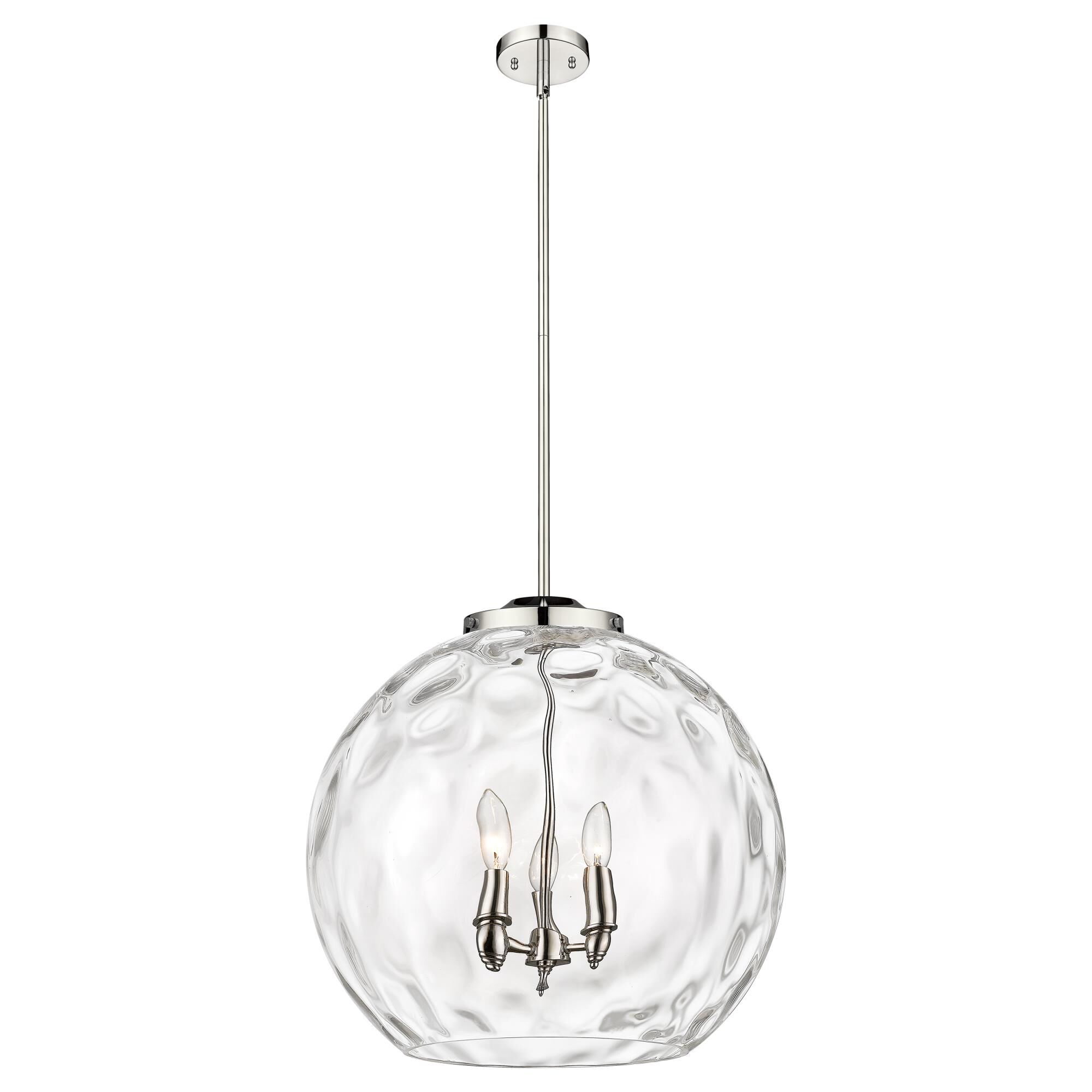 Shown in Polished Nickel finish and Clear glass