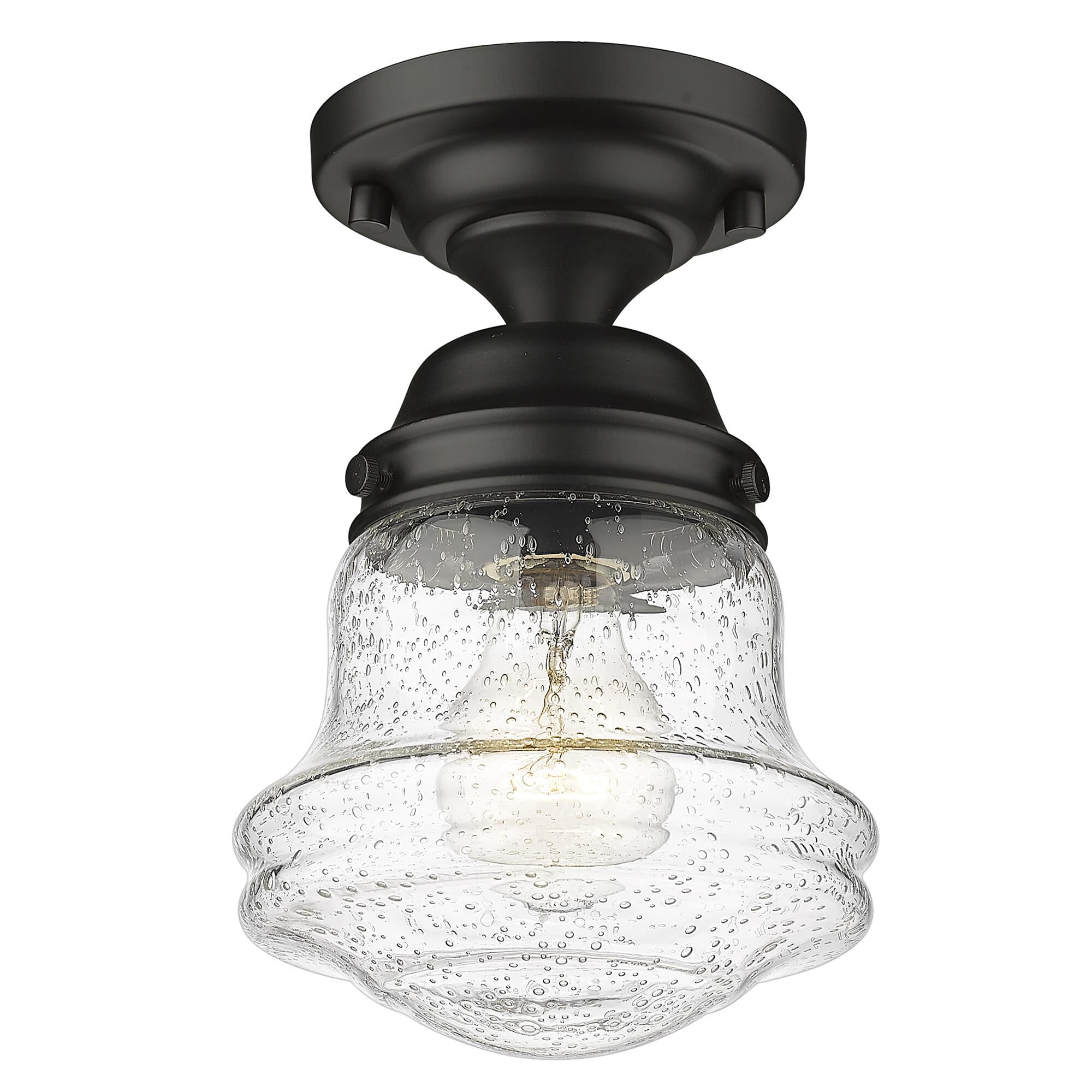 Shown in Matte Black finish and Clear Seedy glass