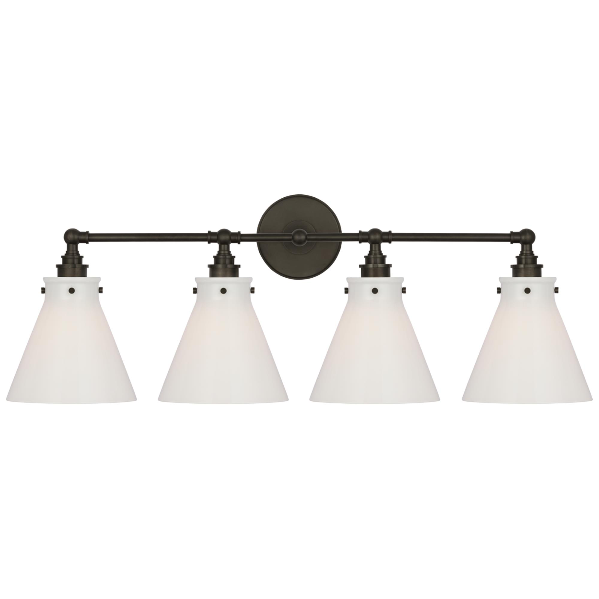 Shown in Bronze finish and White glass