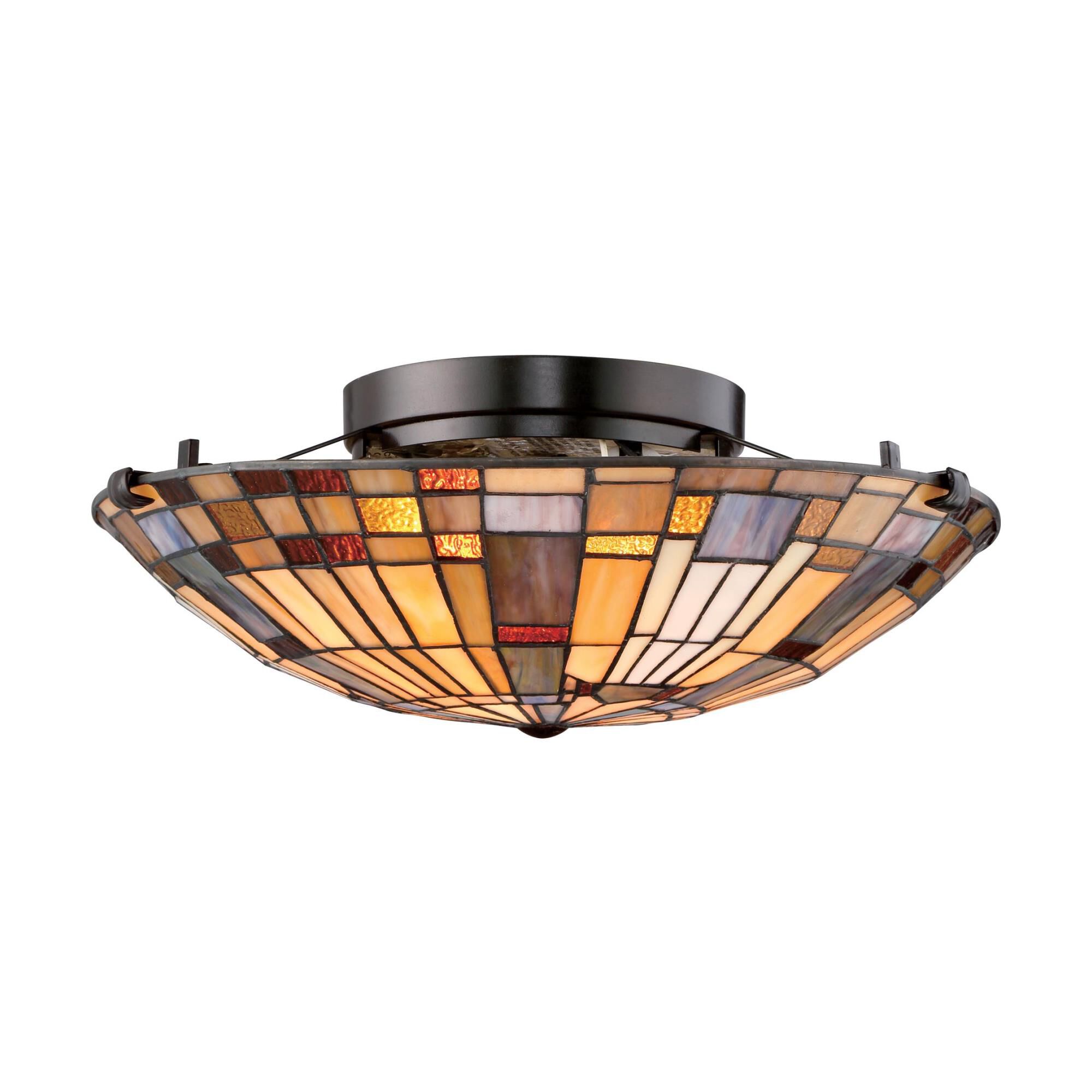 Shown in Valiant Bronze finish and Tiffany glass