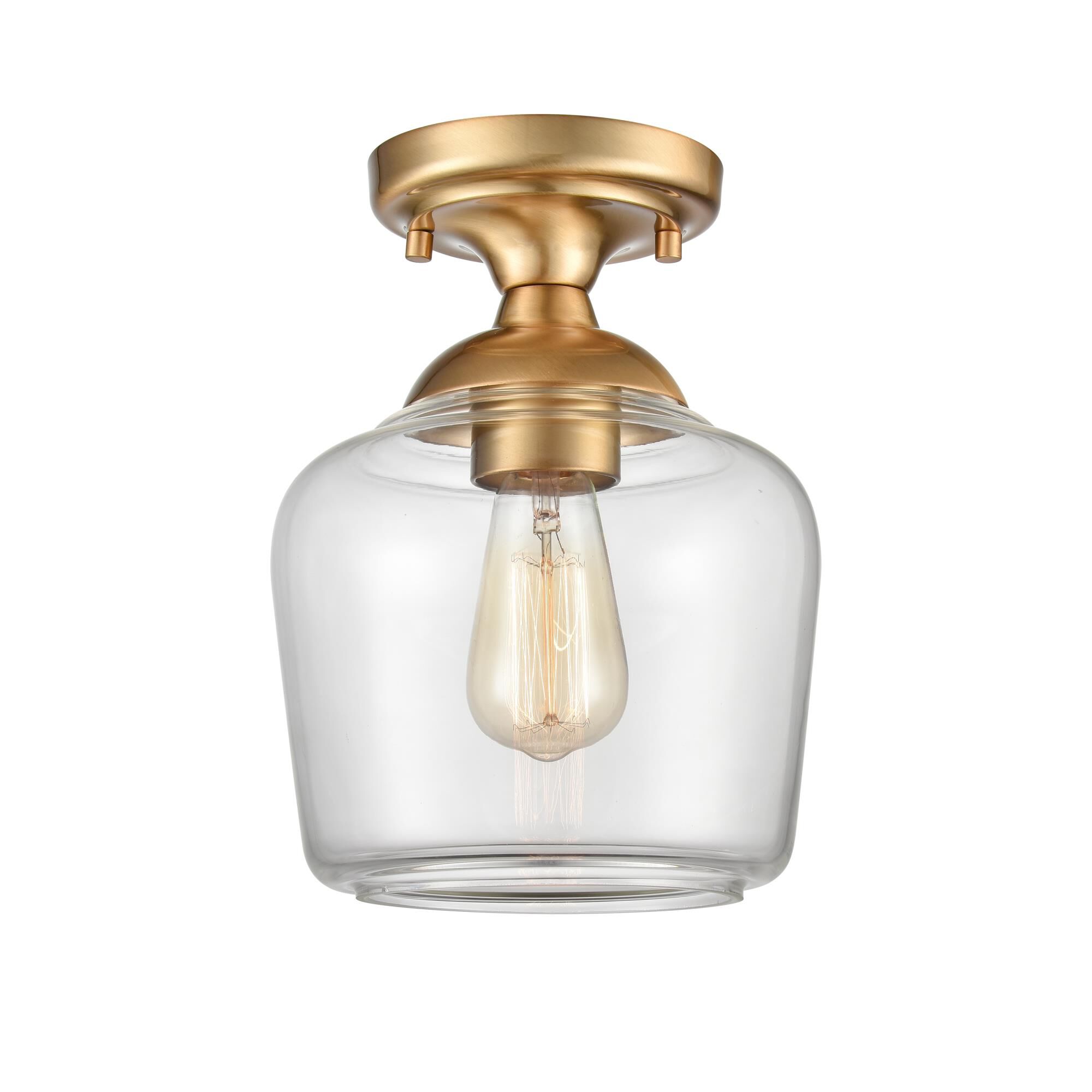 Shown in Gold finish and Clear glass