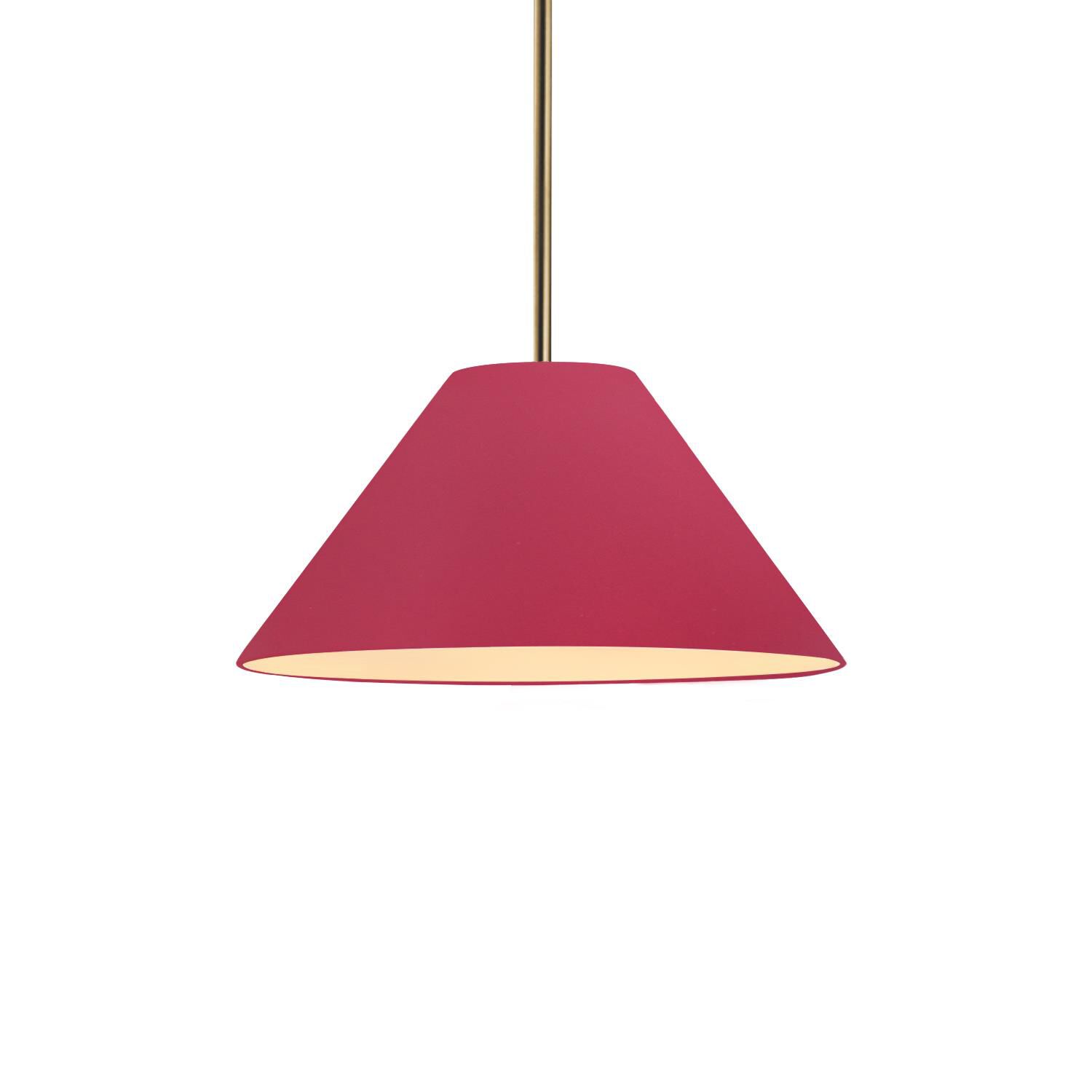 Shown in Antique Brass finish and Cerise shade