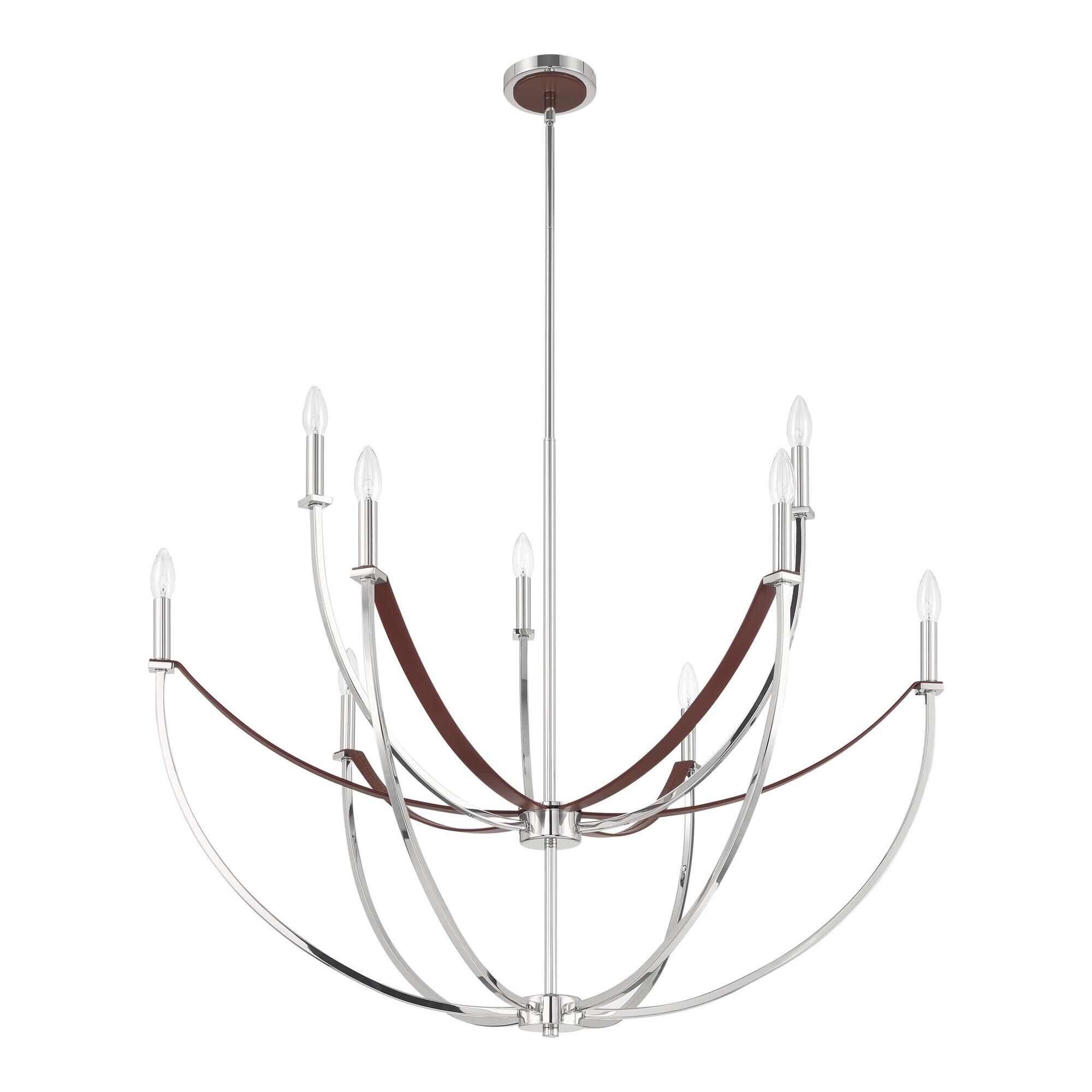 Shown in Polished Nickel and Dark Brown finish