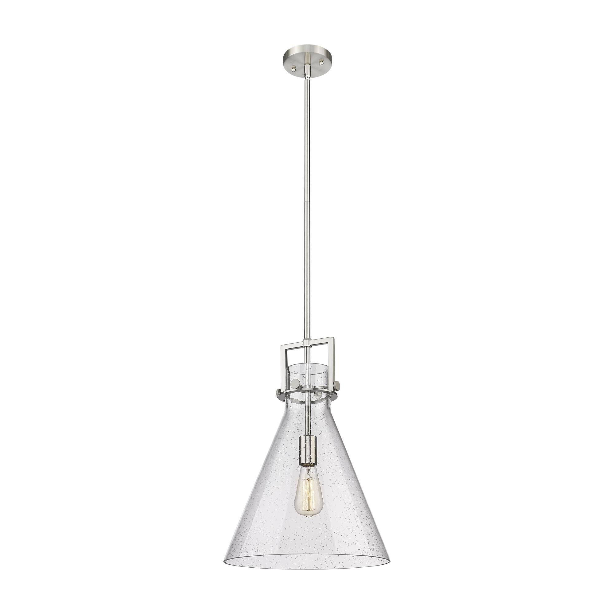 Shown in Satin Nickel finish and Seedy glass