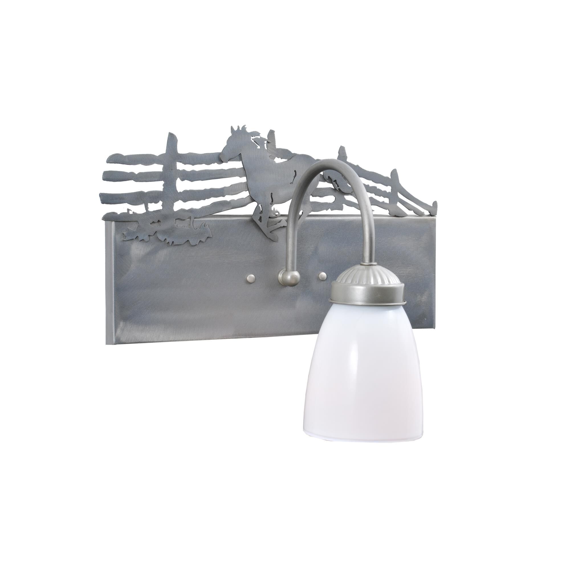 Shown in Steel Finish finish and Opal White glass