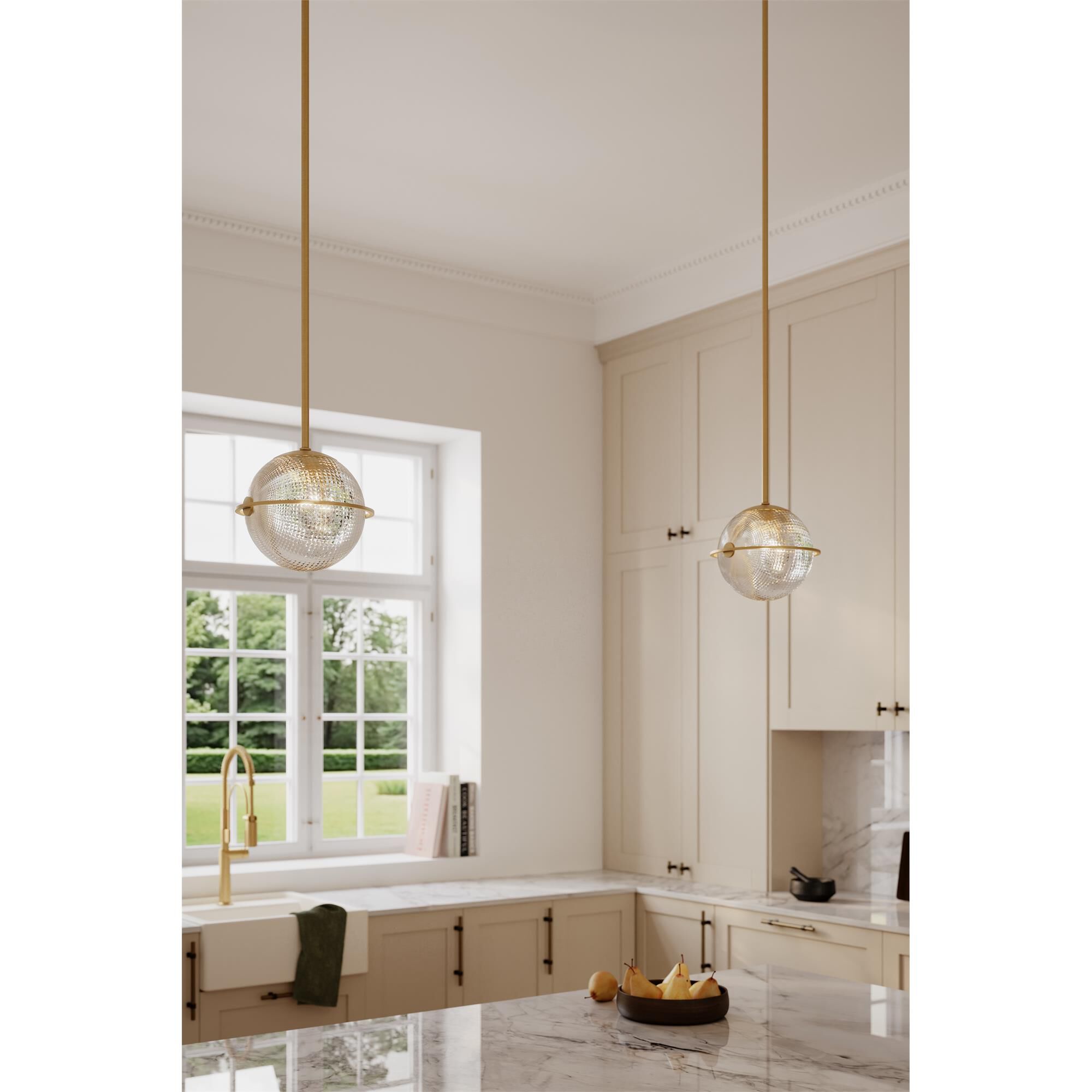 Shown in Legacy Brass finish and Clear Square Textured glass
