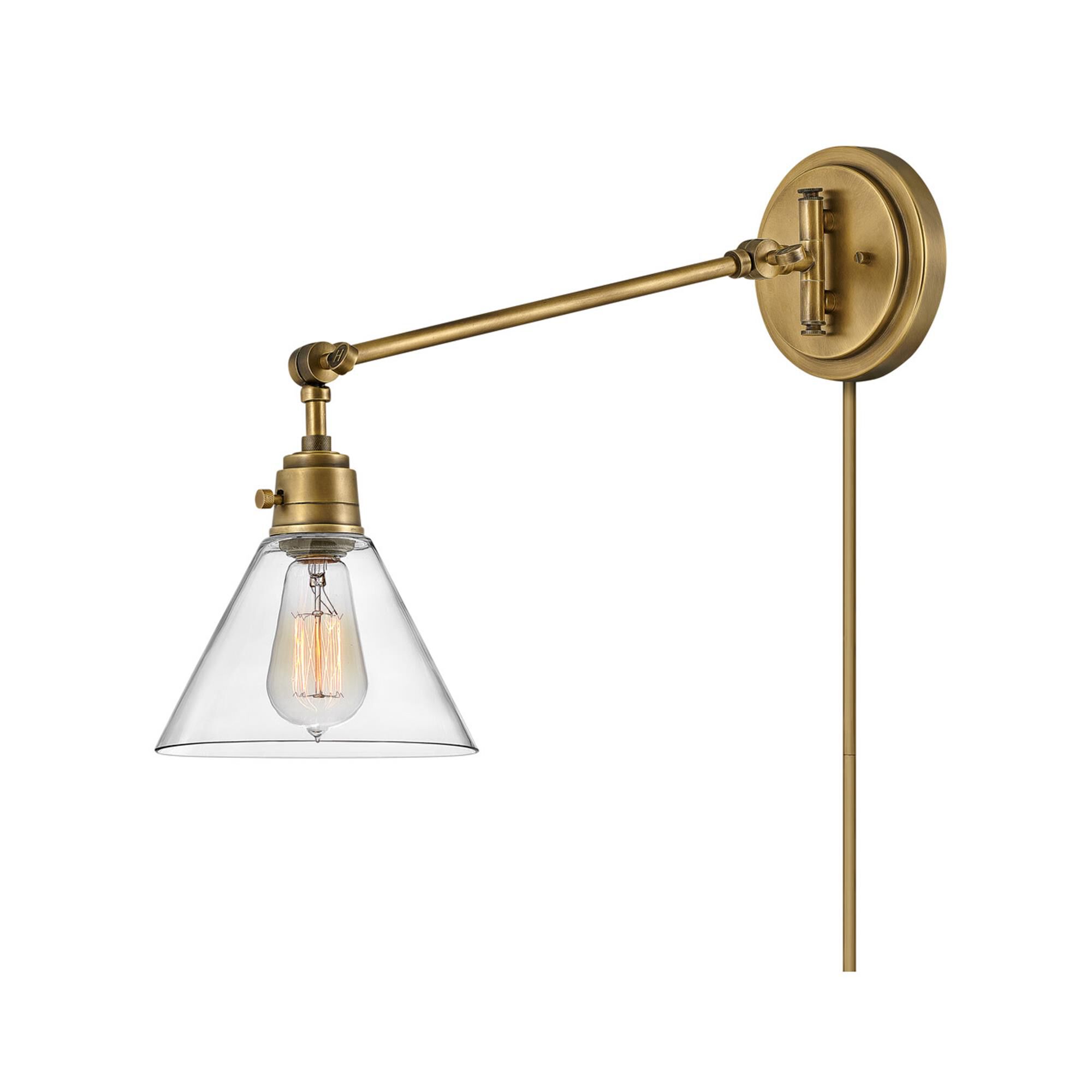 Shown in Heritage Brass finish and Clear glass