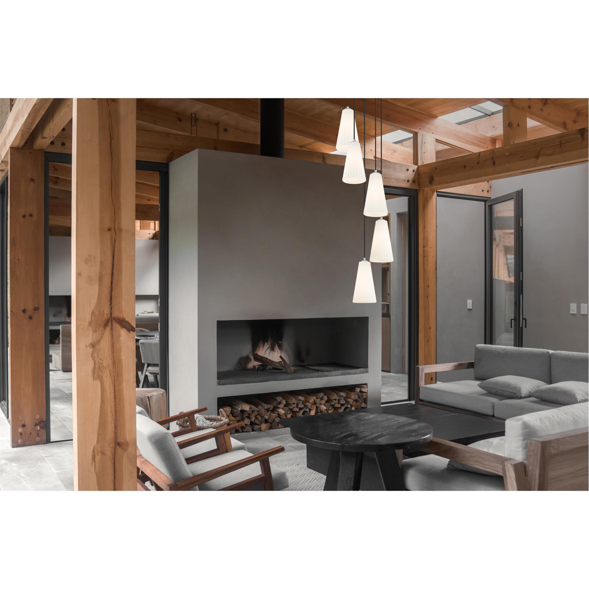 Shown in Brushed Nickel finish and White glass and White shade