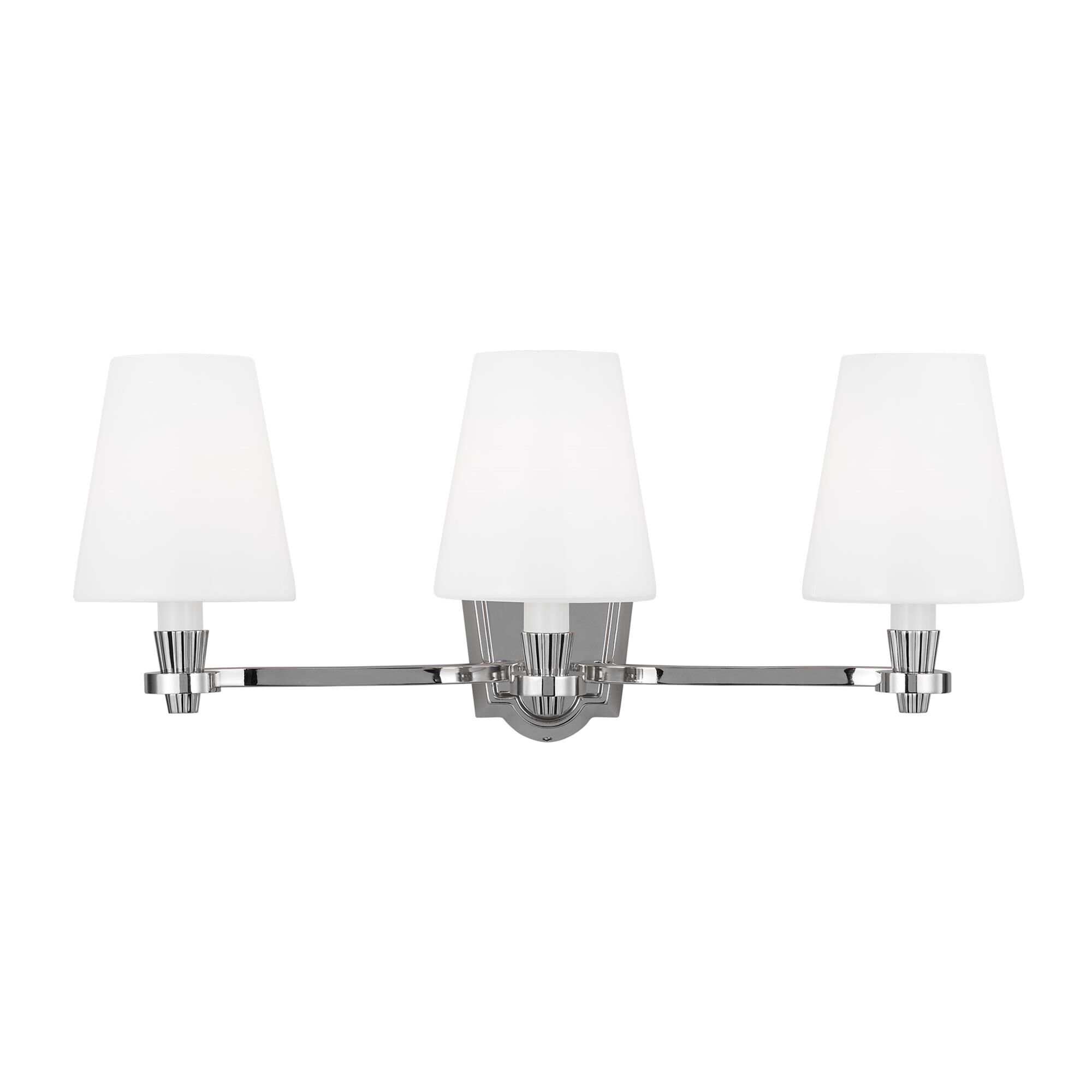 Shown in Polished Nickel finish and Milk White Glass s shade