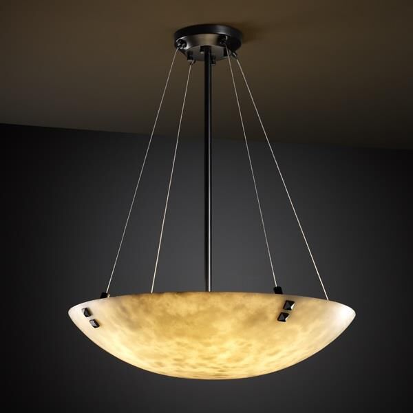 Shown in Matte Black finish and Clouds Resin glass and Clouds Resin shade and Round Bowl accent