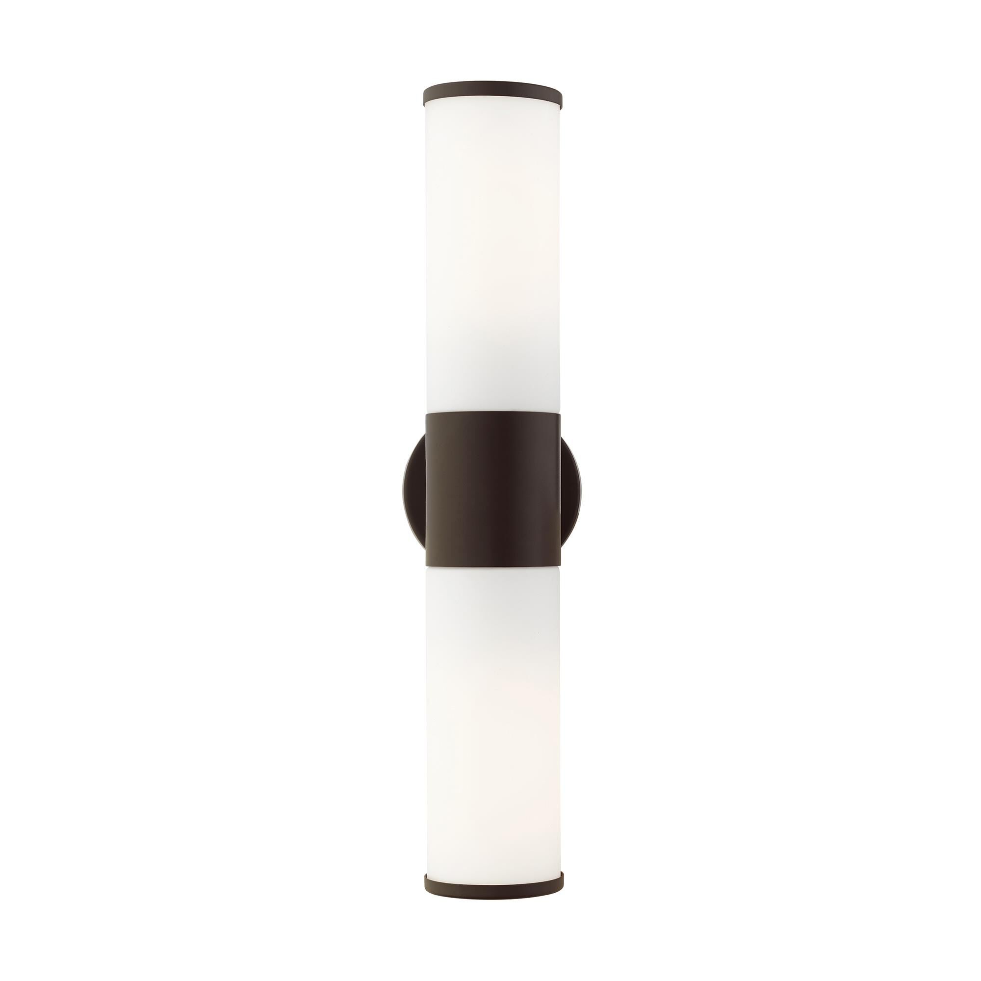 Shown in Bronze finish and Satin Opal White glass