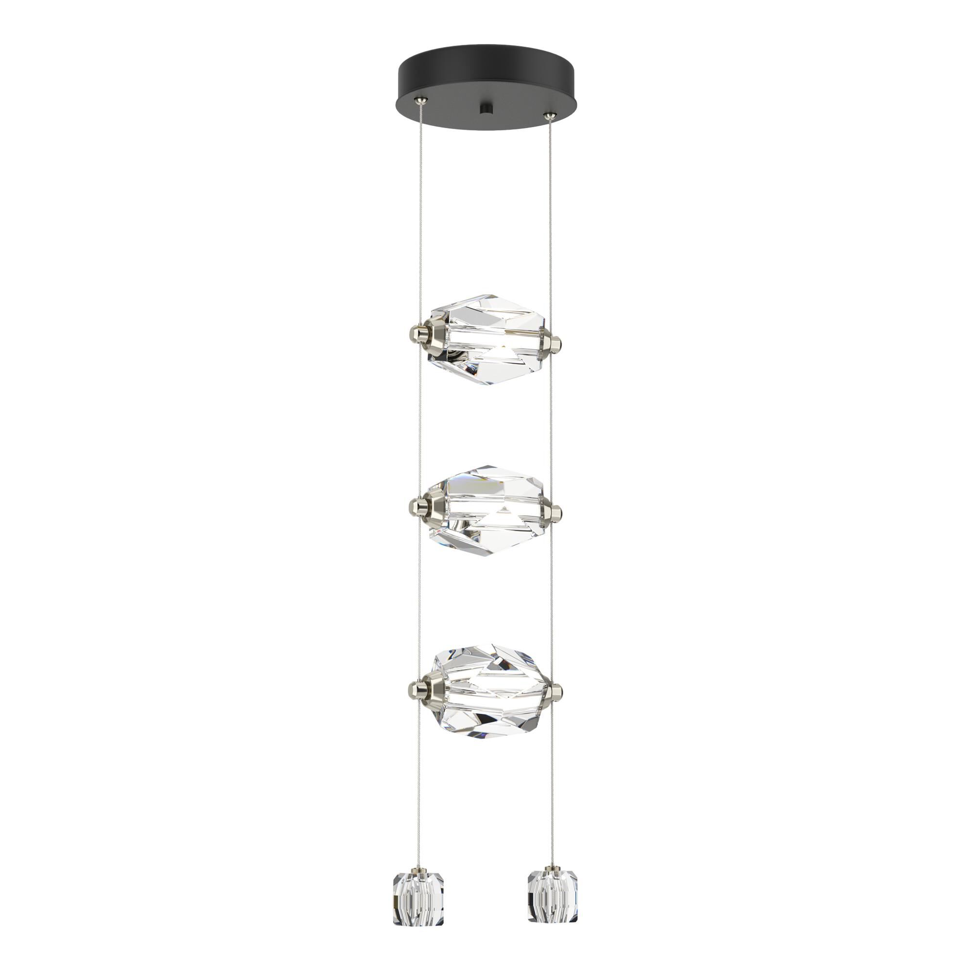 Shown in Black finish and Clear Crystal glass